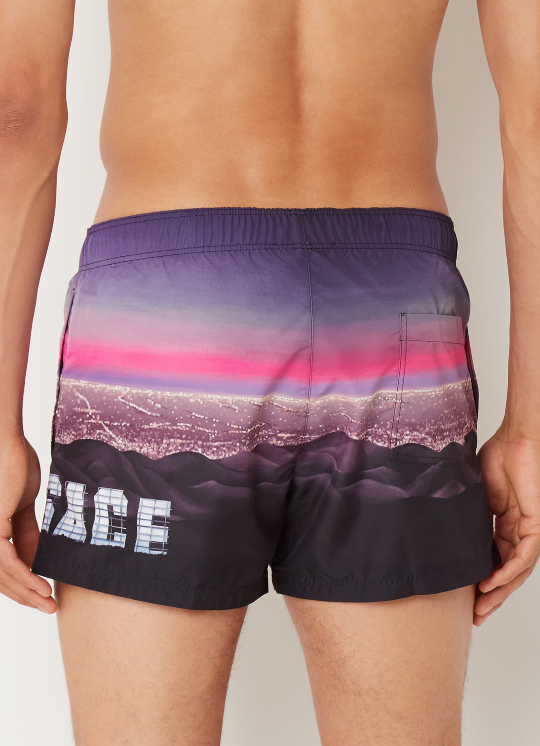 Versace Zwemshorts met print en steekzakken - achterkant paars