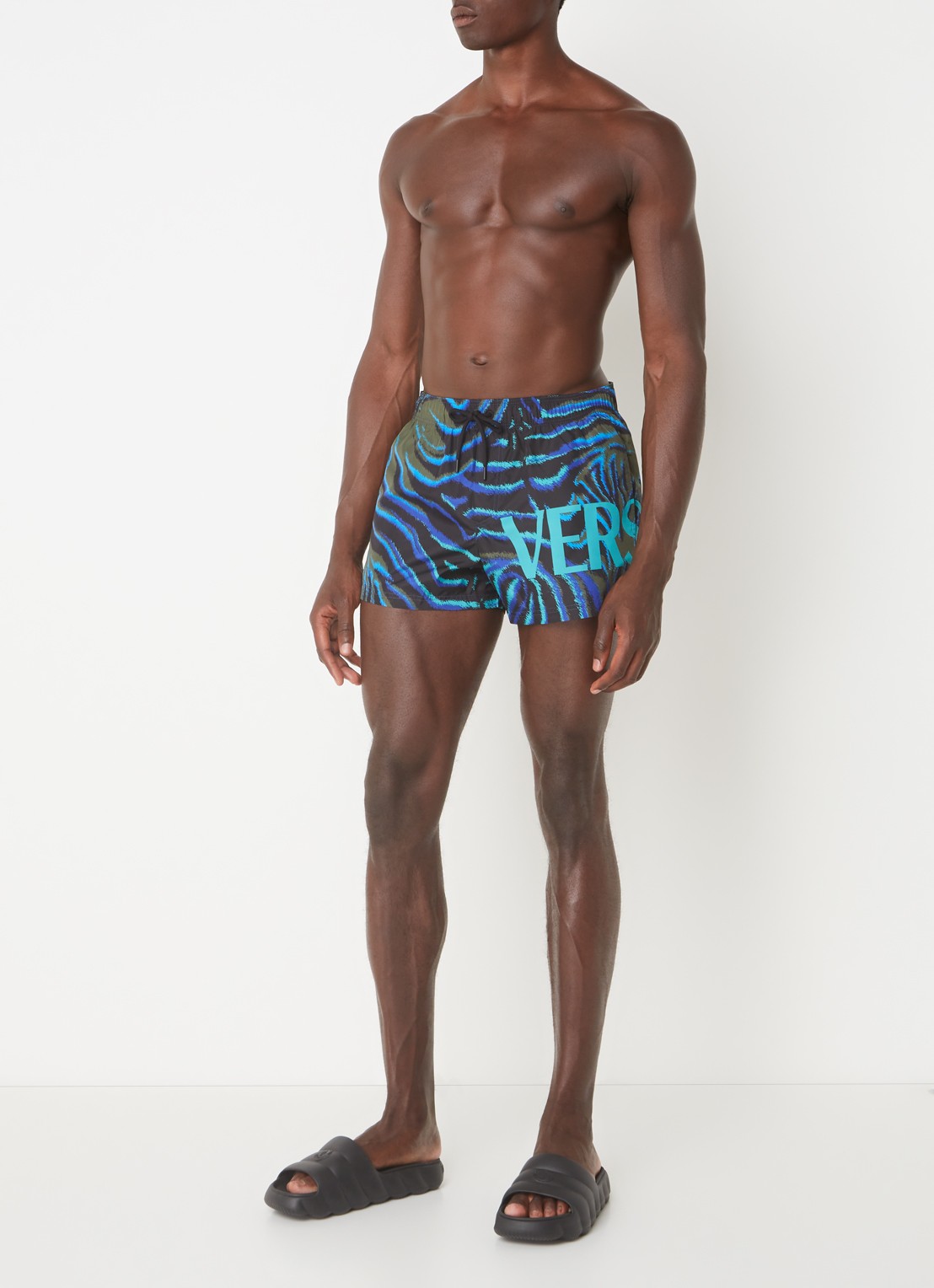Versace Zwemshorts met steekzakken en logoprint - voorkant 4 zwart