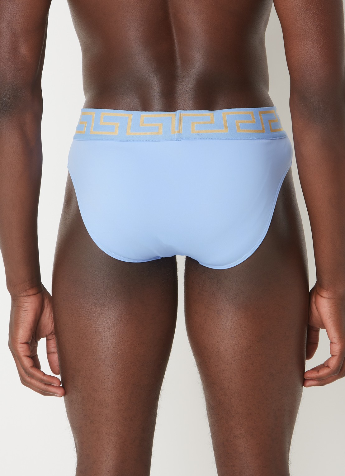 Versace Zwemslip met logoband - achterkant lichtblauw