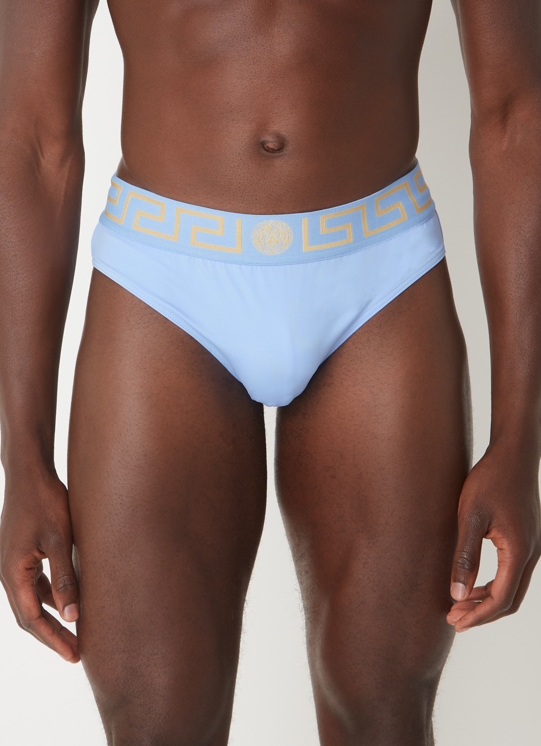 Versace Zwemslip met logoband - detail 2 lichtblauw