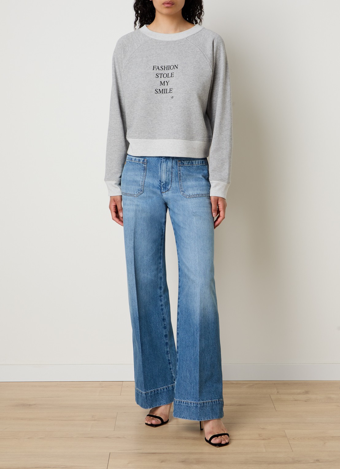 Victoria Beckham Alina 32 Inch high waist flared leg jeans met persplooi - voorkant 2 jeans