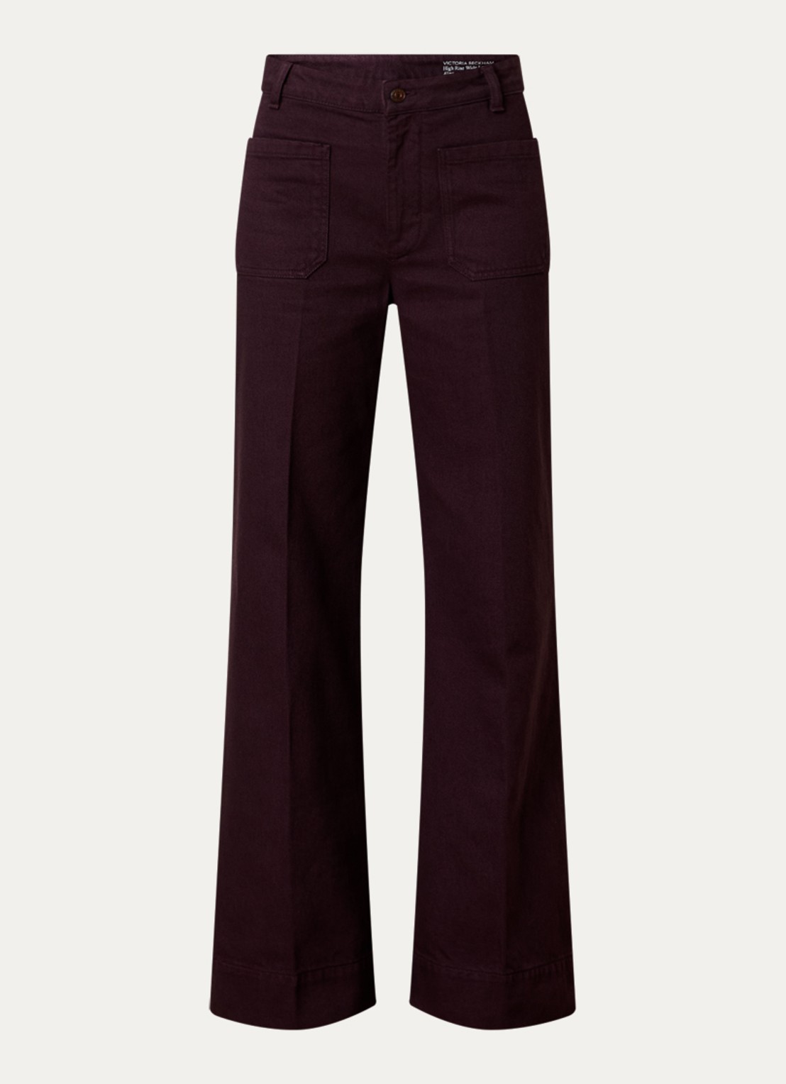 Victoria Beckham Alina 32 Inch high waist flared leg jeans met persplooi - voorkant 4 aubergine