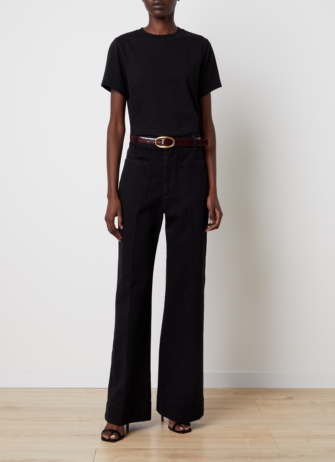 Victoria Beckham Alina high waist wide leg jeans met gekleurde wassing - voorkant 2 zwart
