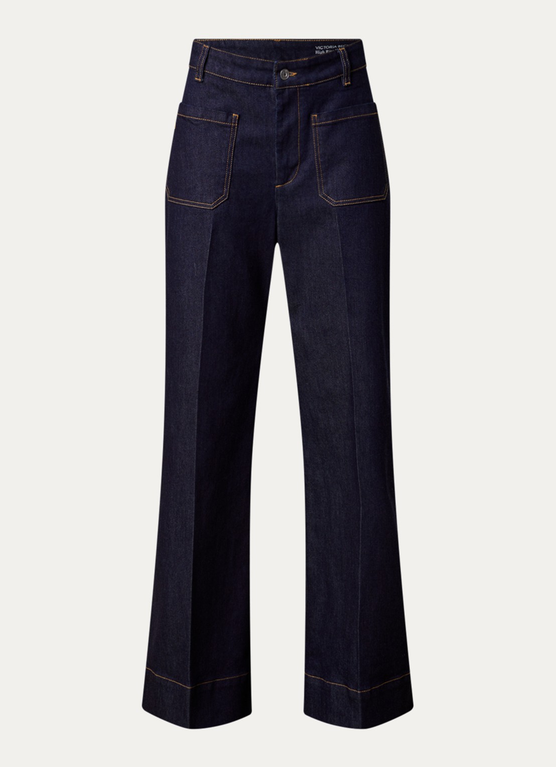 Victoria Beckham Alina Stretch high waist wide leg jeans met donkere wassing - voorkant indigo
