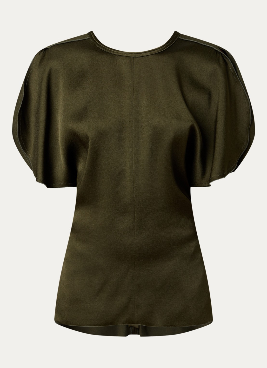 Victoria Beckham Bela top van satijn - voorkant 4 mosgroen