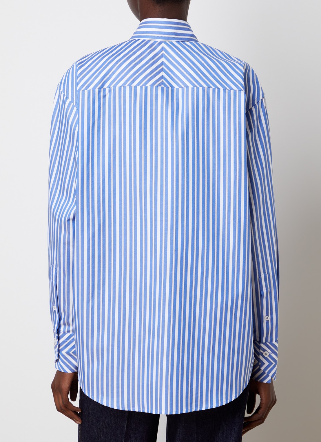 Victoria Beckham Blouse met streepprint en borstzak - achterkant 5 blauw