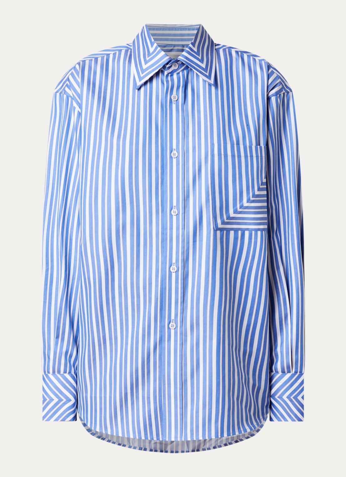 Victoria Beckham Blouse met streepprint en borstzak - voorkant 3 blauw