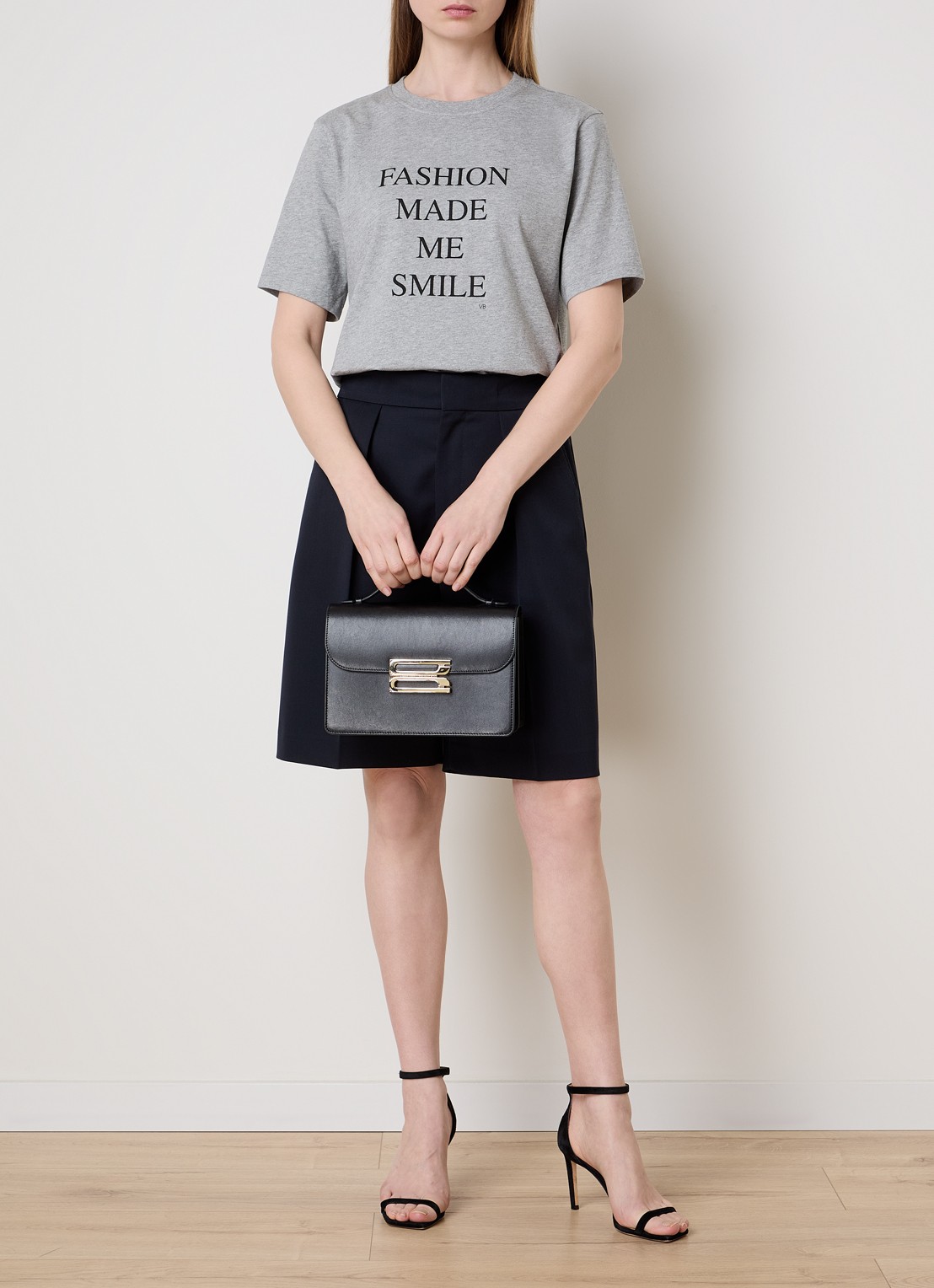 Victoria Beckham Dorian handtas van kalfsleer met afneembare schouderriem  - voorkant 6 zwart