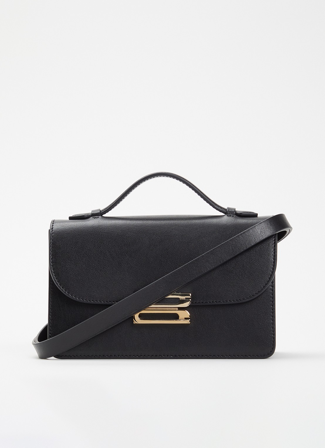 Victoria Beckham Dorian Small handtas van kalfsleer met afneembare schouderriem - voorkant 2 zwart