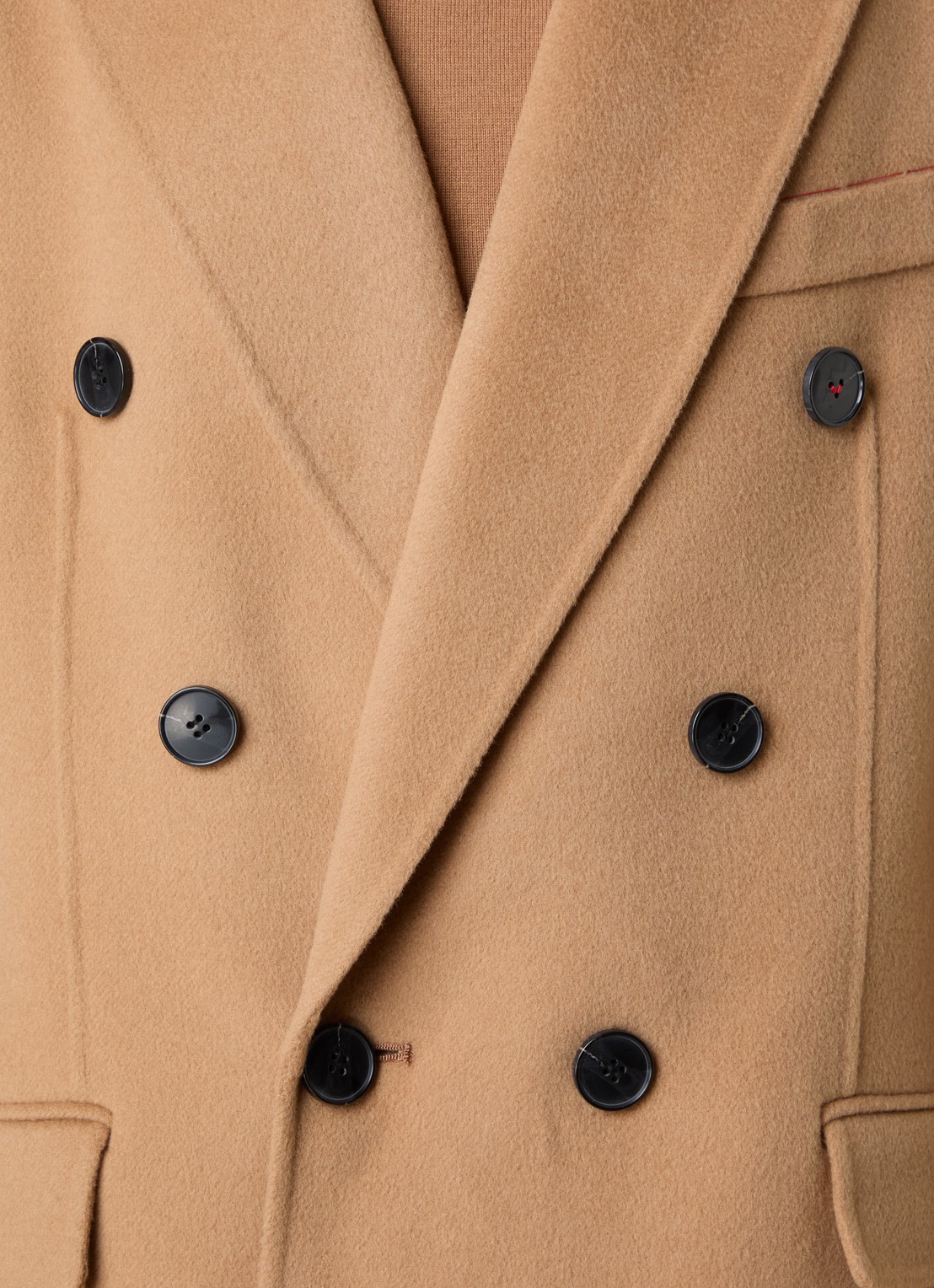 Victoria Beckham Double-breasted mantel in kasjmierblend en klepzakken - detail 3 camel