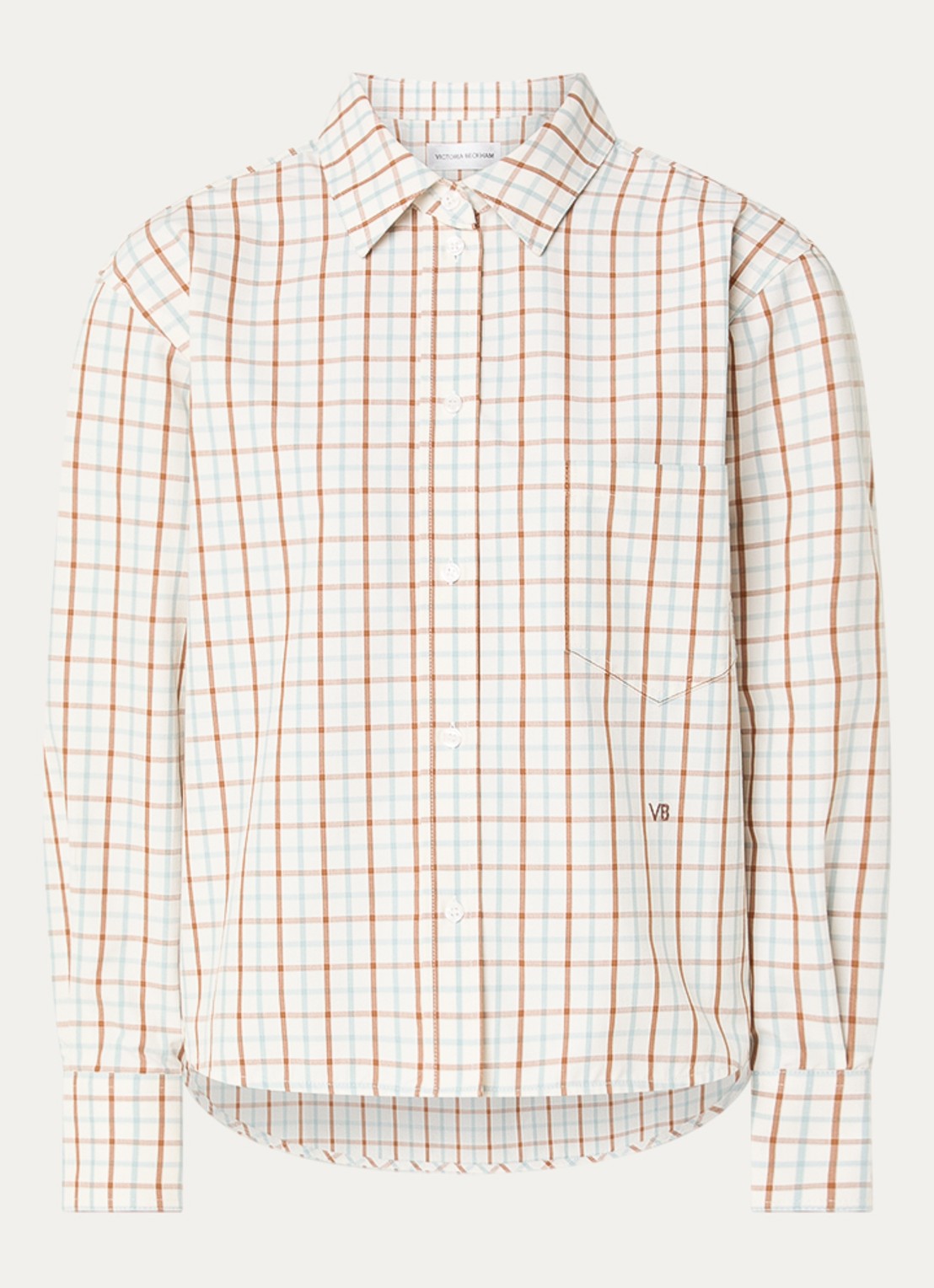 Victoria Beckham Ellys blouse met ruitdessin en borstzak - voorkant gebroken wit