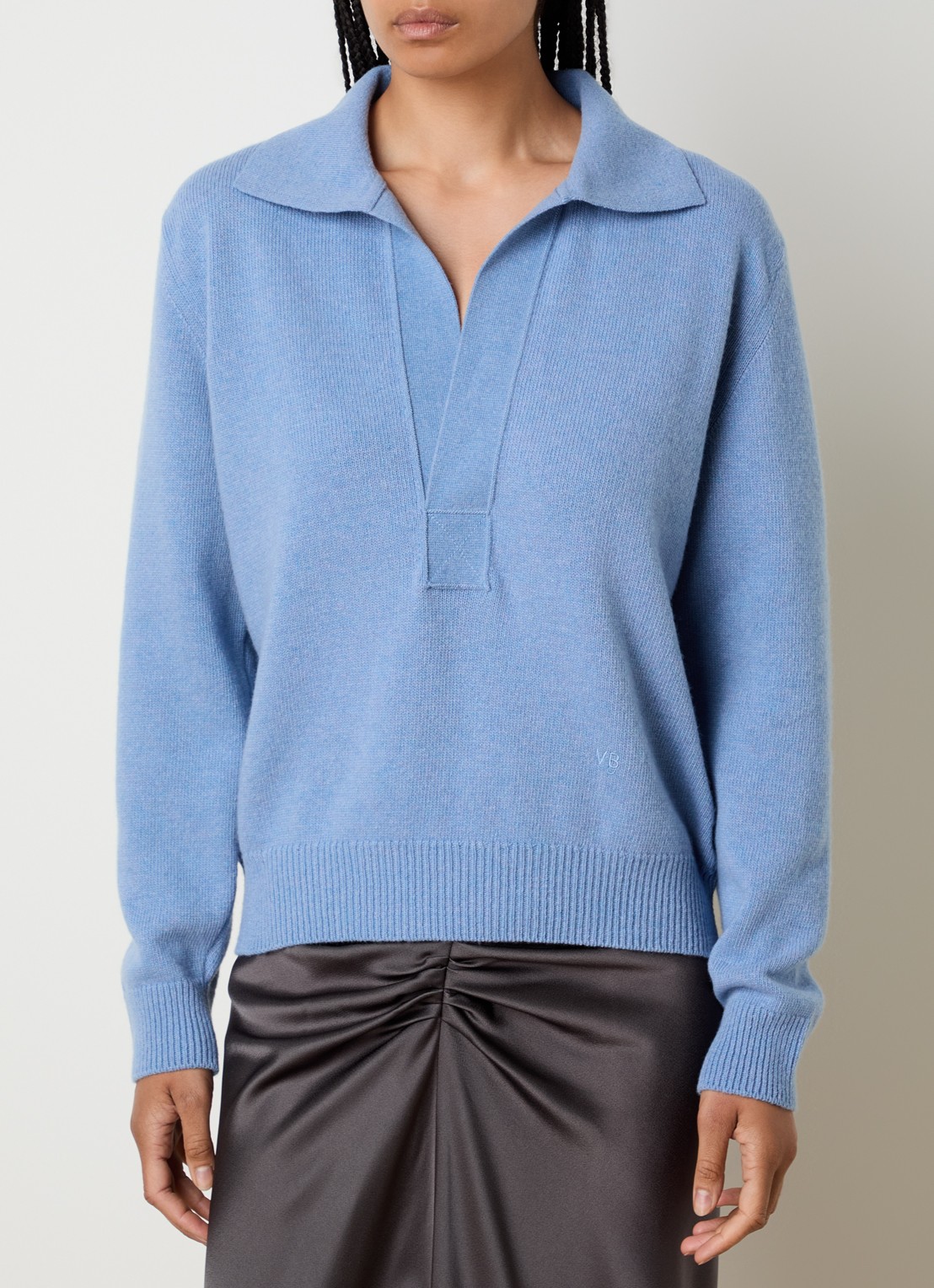 Victoria Beckham Fijngebreide trui in kasjmierblend  - detail 4 blauw