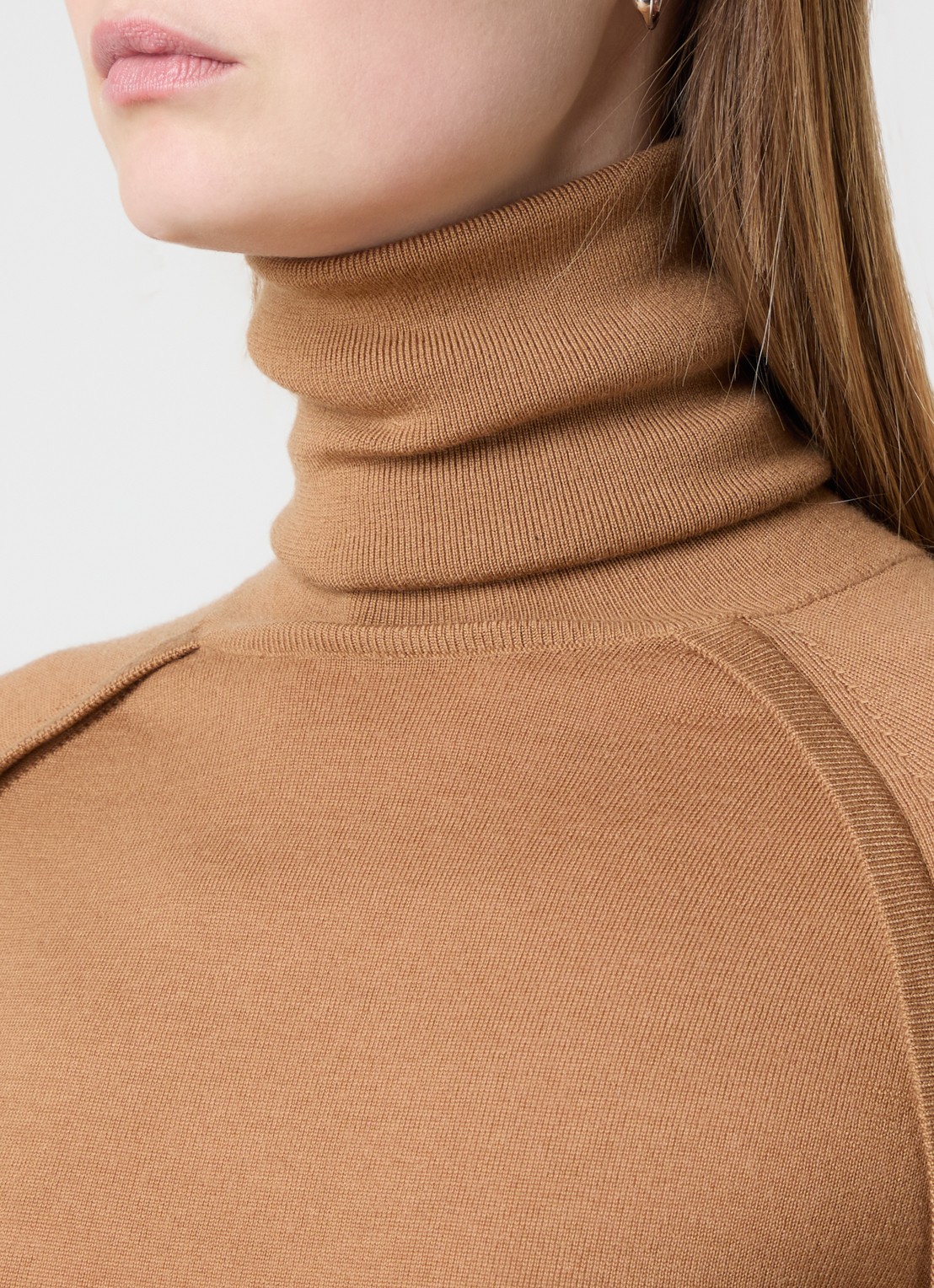 Victoria Beckham Fijngebreide trui van wol met col - detail 3 camel
