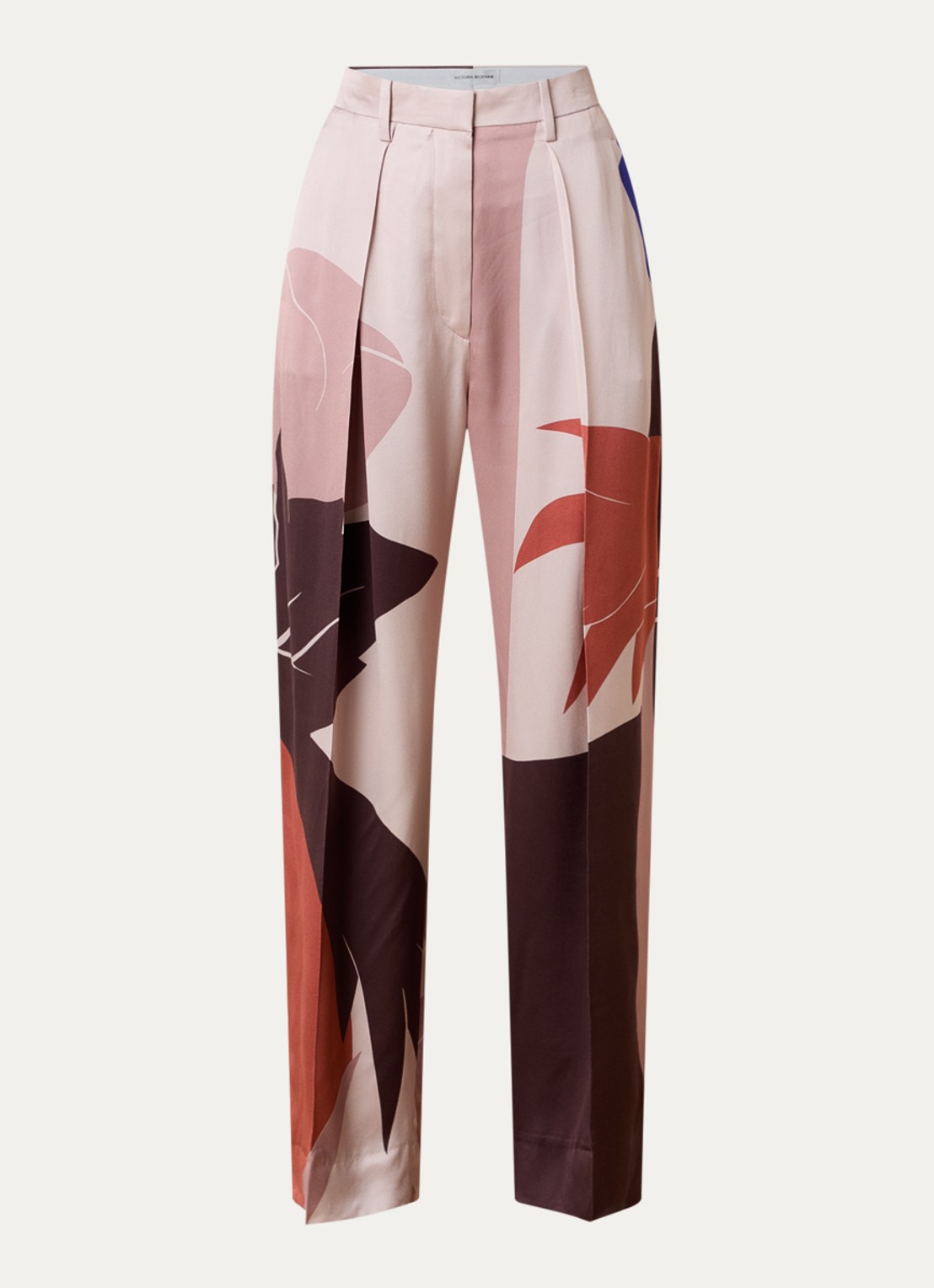 Victoria Beckham High waist wide fit broek met print - voorkant oudroze