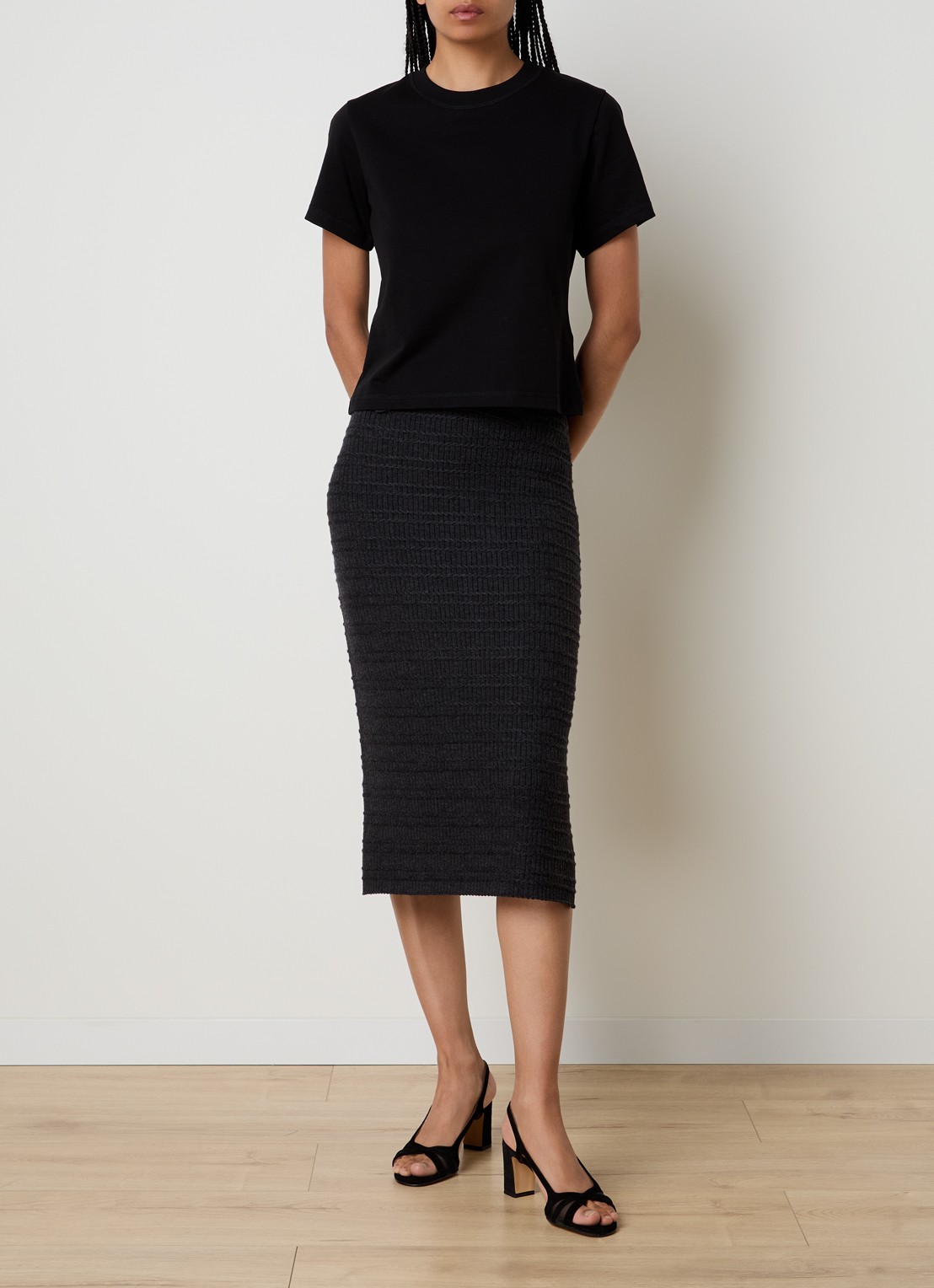 Victoria Beckham Jamie T-shirt met ronde hals - voorkant 3 zwart