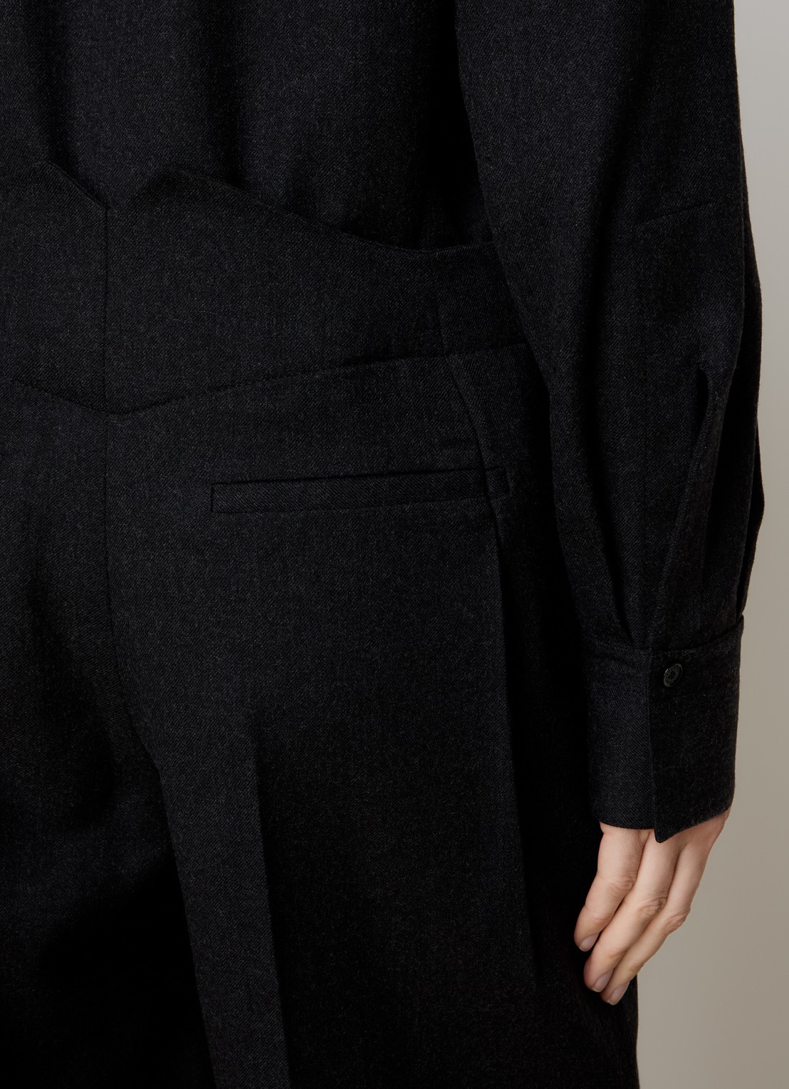 Victoria Beckham Loose fit jumpsuit van scheerwol - detail 2 donkergrijs