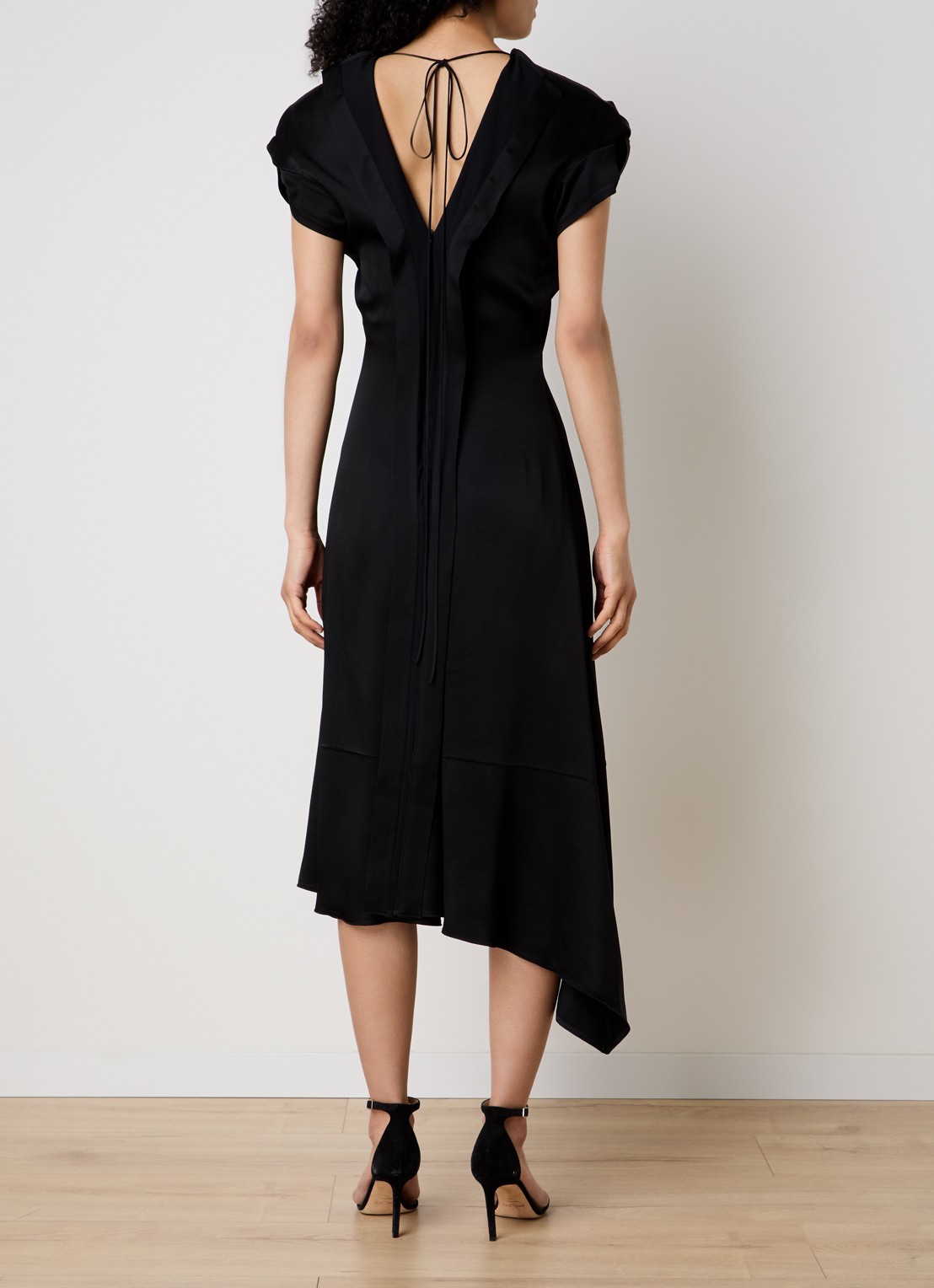 Victoria Beckham Midi jurk met asymmetrische zoom - achterkant 3 zwart