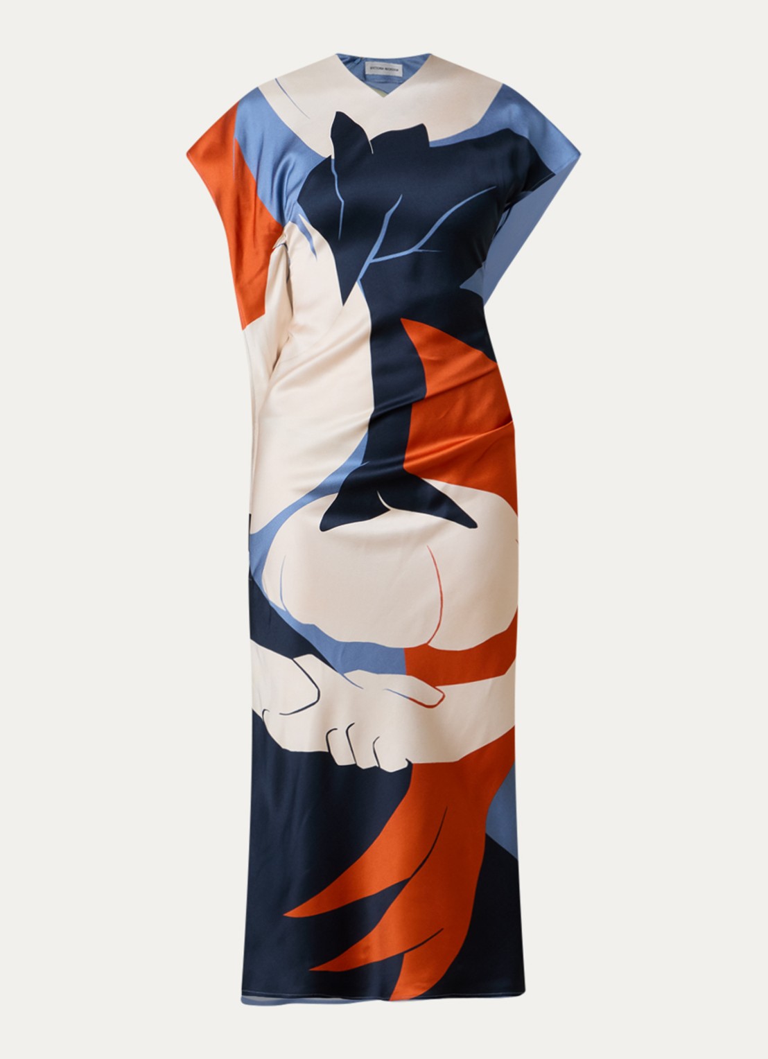 Victoria Beckham Midi jurk met grafische print - voorkant 2 staalblauw