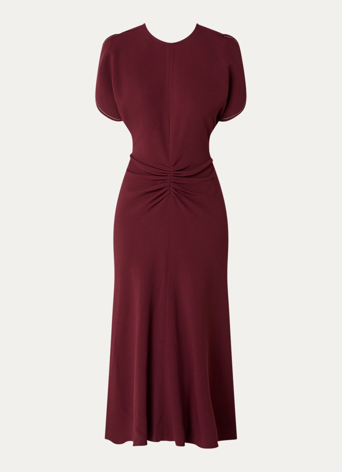 Victoria Beckham Midi jurk met plooidetail  - voorkant donkerrood
