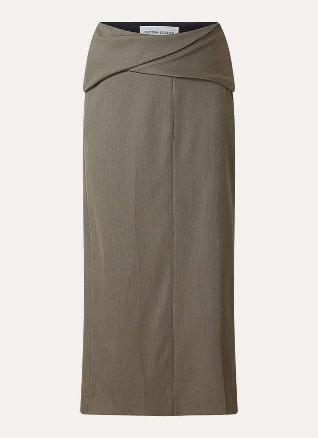 Victoria Beckham Midi rok in wolblend met ceintuur - voorkant 3 groen