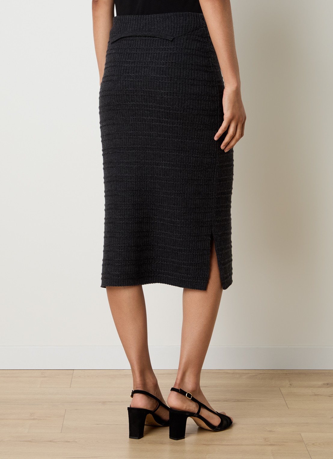 Victoria Beckham Midi rok van merino wol met structuur - achterkant 5 antraciet