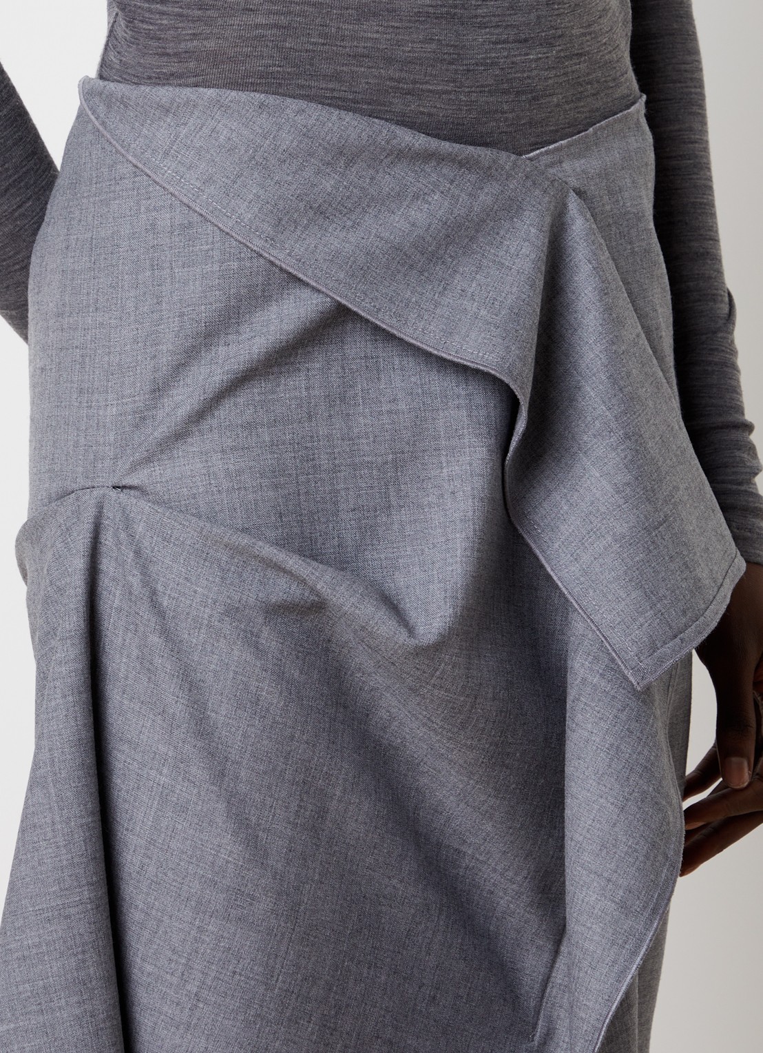 Victoria Beckham Midi rok van wol met asymmetrisch detail - detail 3 grijsmele