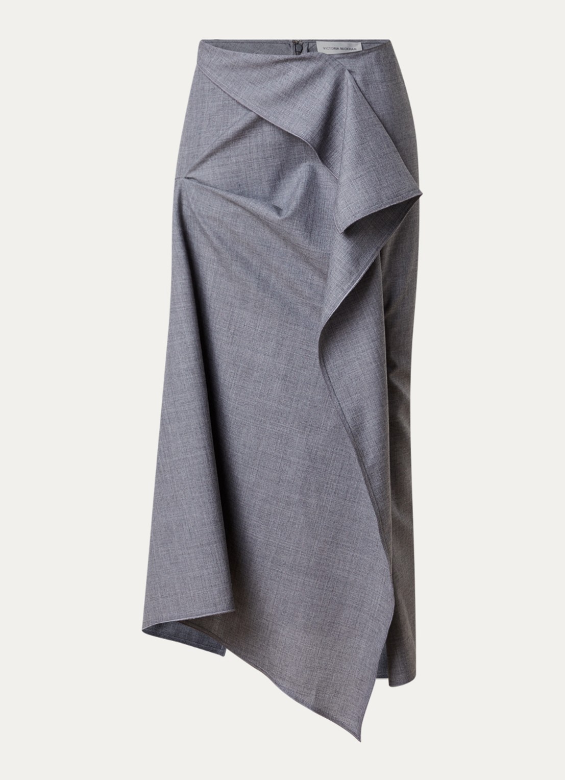 Victoria Beckham Midi rok van wol met asymmetrisch detail - voorkant 4 grijsmele