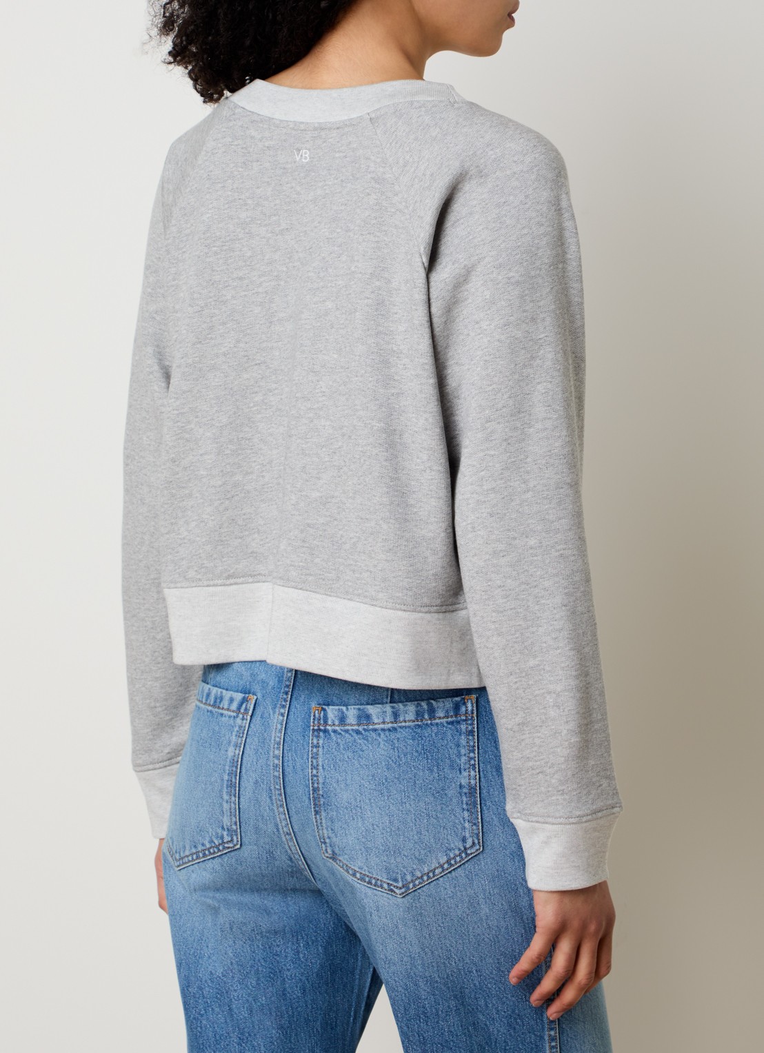 Victoria Beckham Slogan sweater met gemêleerd dessin en print - achterkant 5 grijsmele