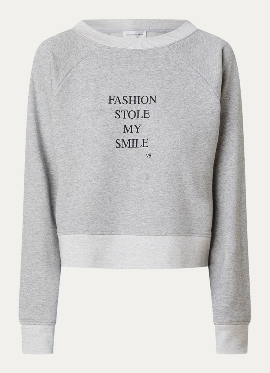 Victoria Beckham Slogan sweater met gemêleerd dessin en print - voorkant 3 grijsmele