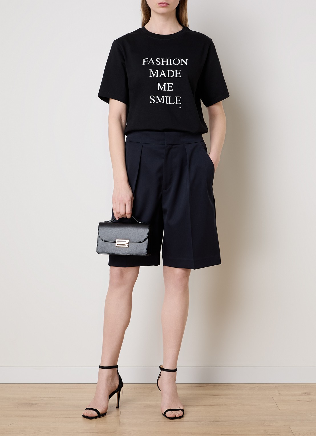 Victoria Beckham Slogan T-shirt met ronde hals - voorkant 3 zwart
