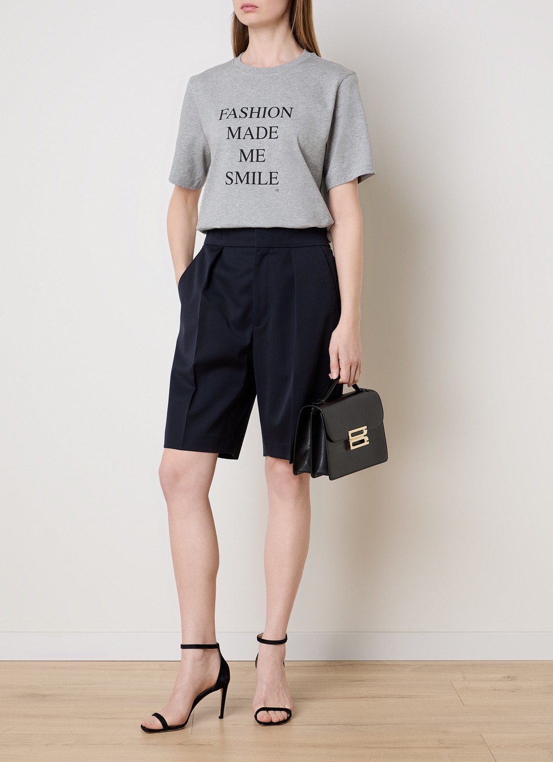 Victoria Beckham Slogan T-shirt met ronde hals - voorkant 5 grijs