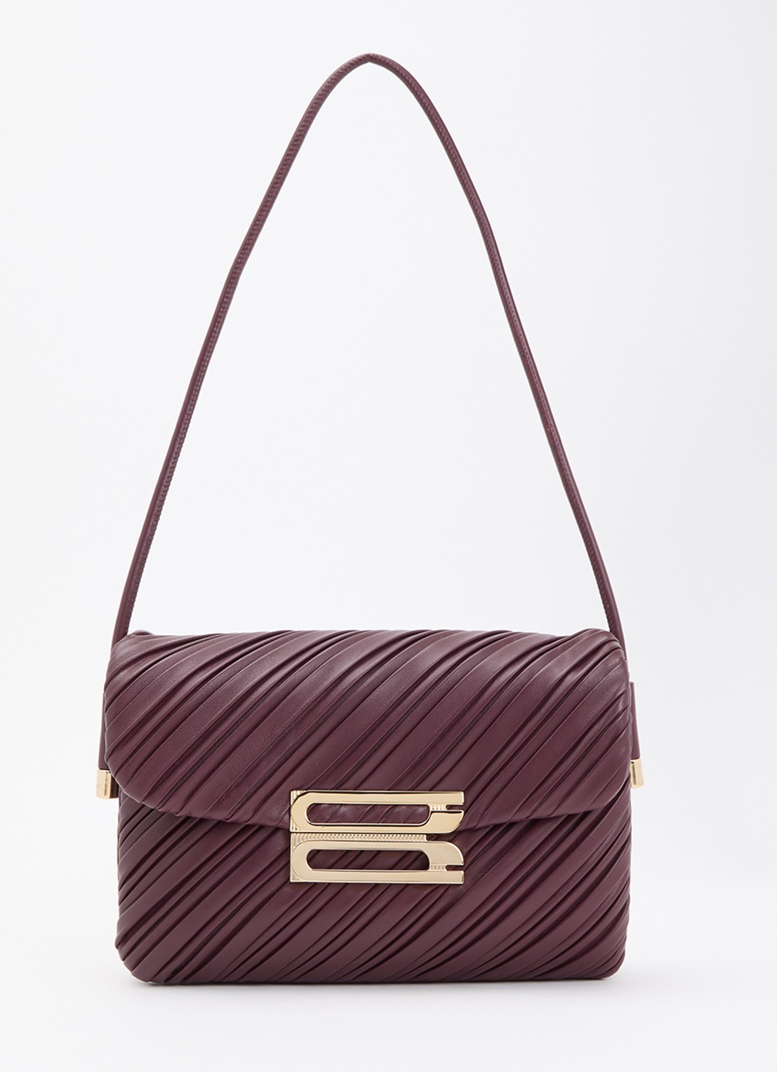 Victoria Beckham Soft Dorian schoudertas van kalfsleer - voorkant 5 bordeauxrood