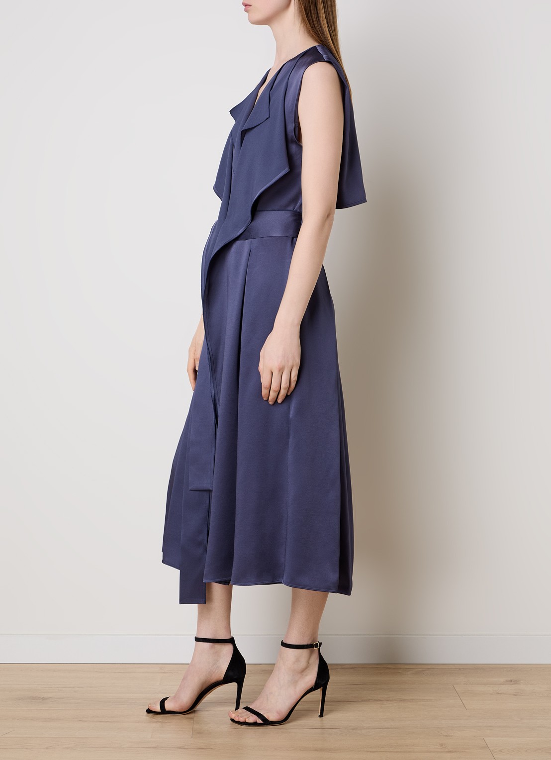 Victoria Beckham Sybil midi blazerjurk met steekzakken - voorkant 5 staalblauw