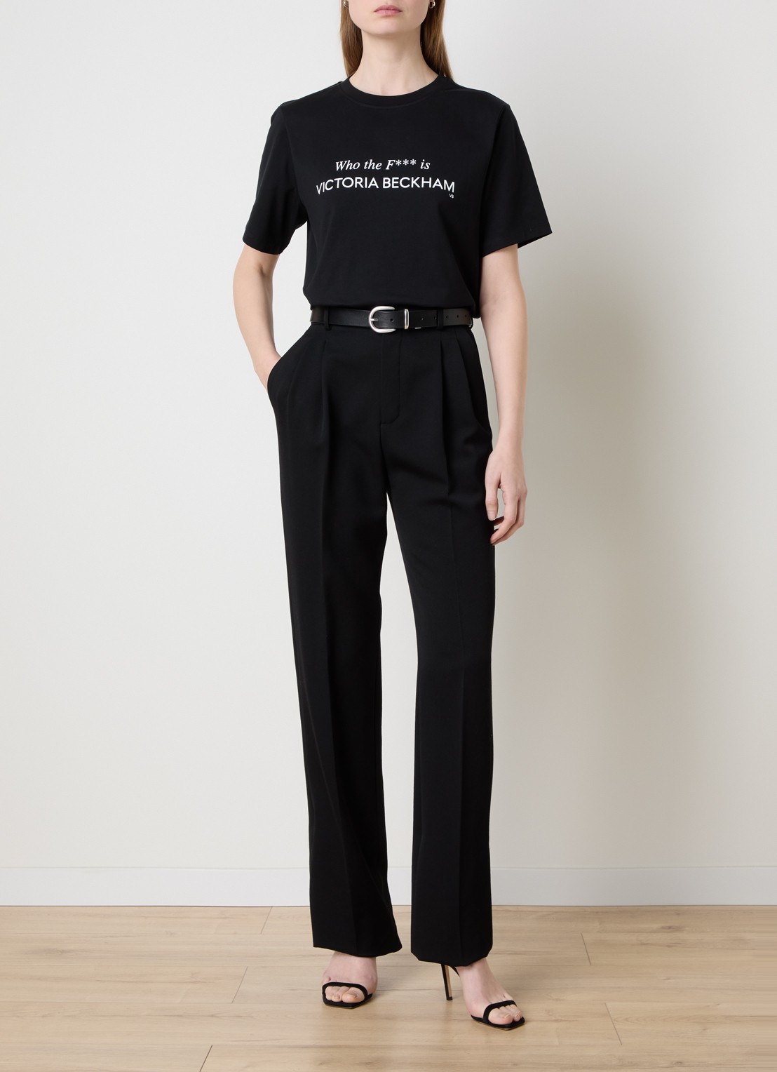 Victoria Beckham T-shirt met print - voorkant 2 zwart