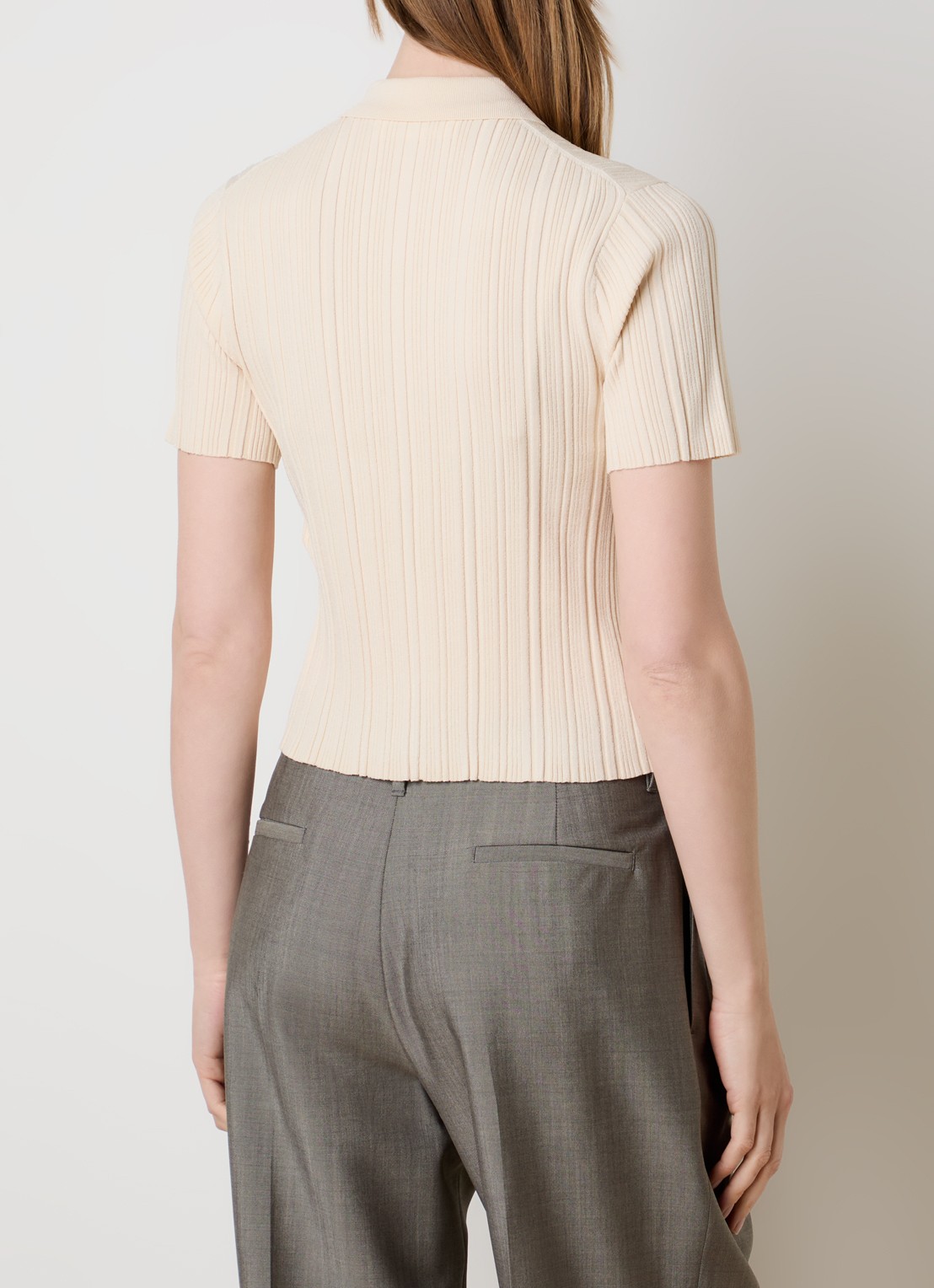 Victoria Beckham Vest met ribstructuur - achterkant creme
