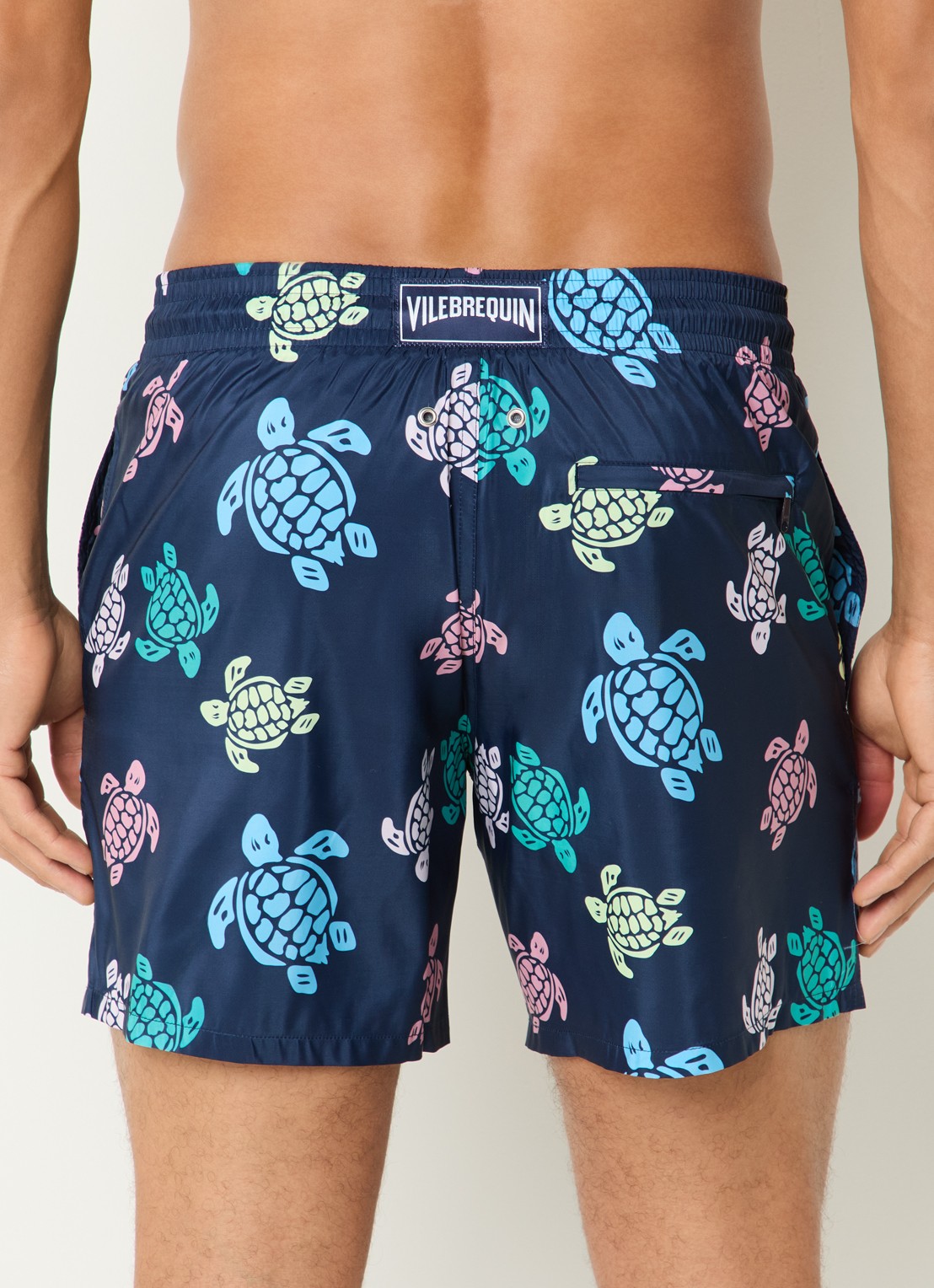 Vilebrequin Mahina zwemshorts met print  - achterkant donkerblauw