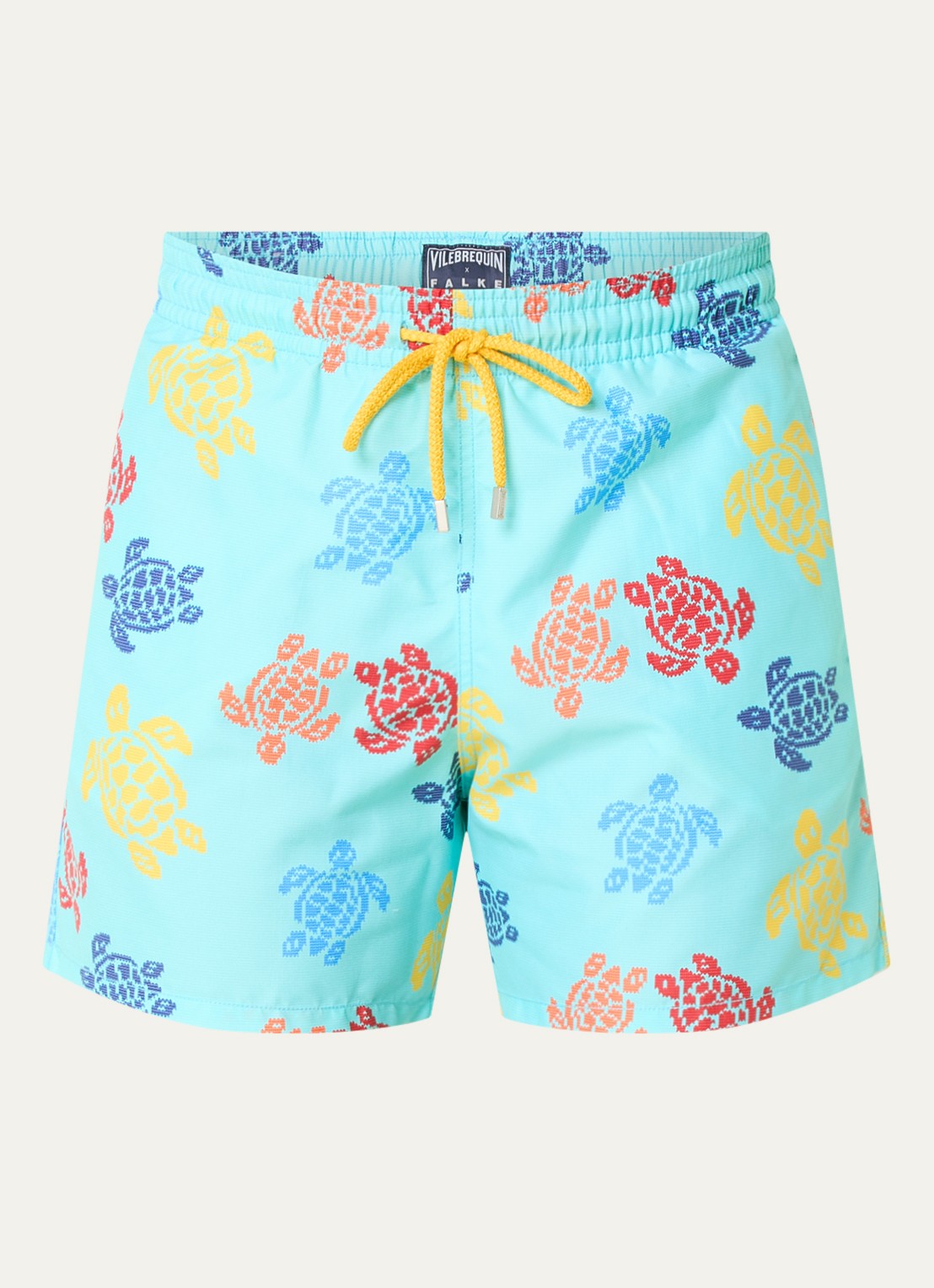 Vilebrequin Moorea zwemshorts met print en steekzakken - voorkant 2 aquablauw