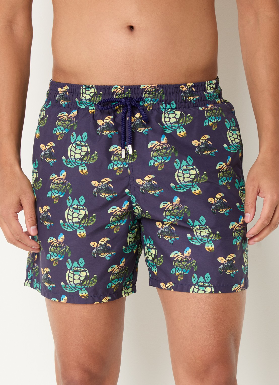 Vilebrequin Moorea zwemshorts met print en steekzakken - detail 4 donkerblauw