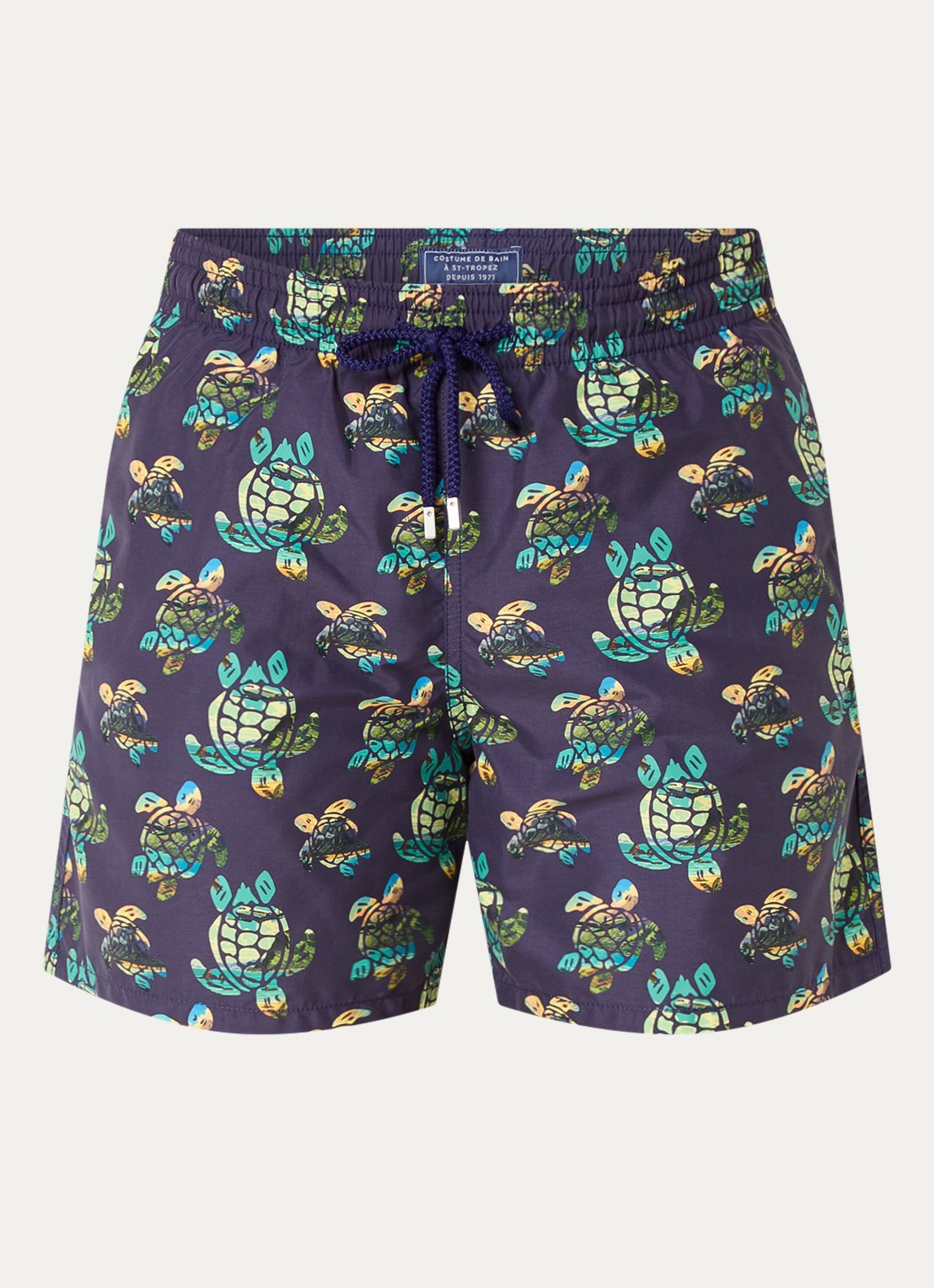 Vilebrequin Moorea zwemshorts met print en steekzakken - voorkant 2 donkerblauw