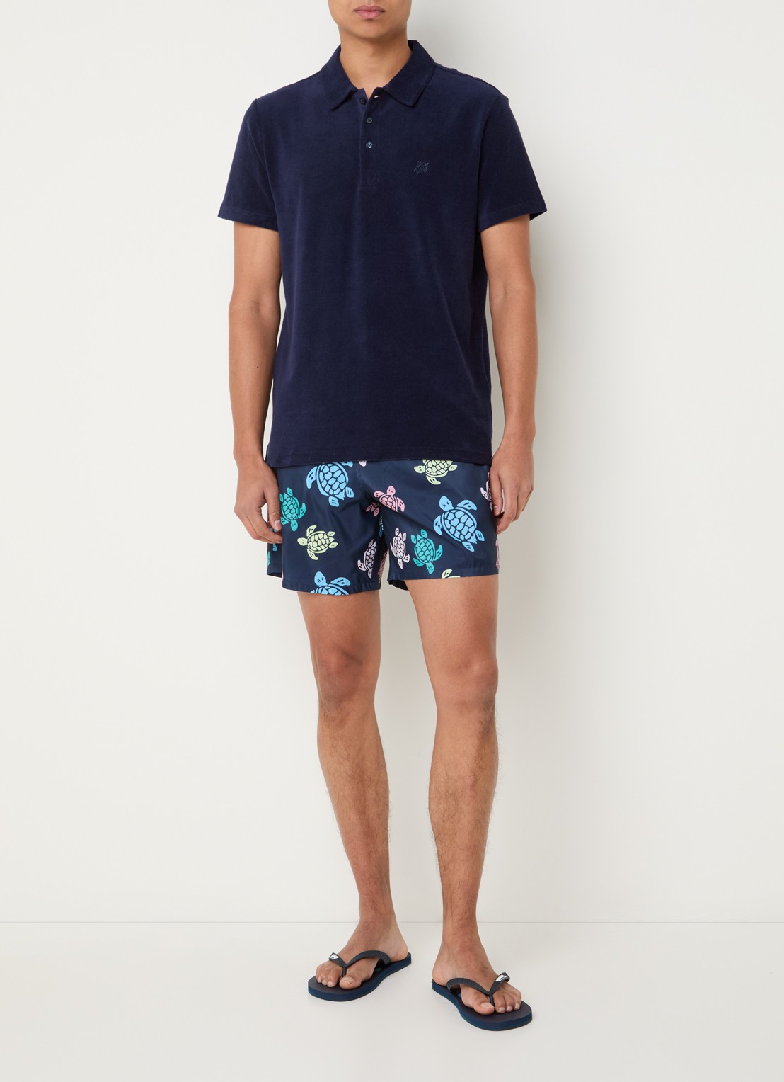 Vilebrequin Regular fit polo van badstof met logo - voorkant 4 donkerblauw