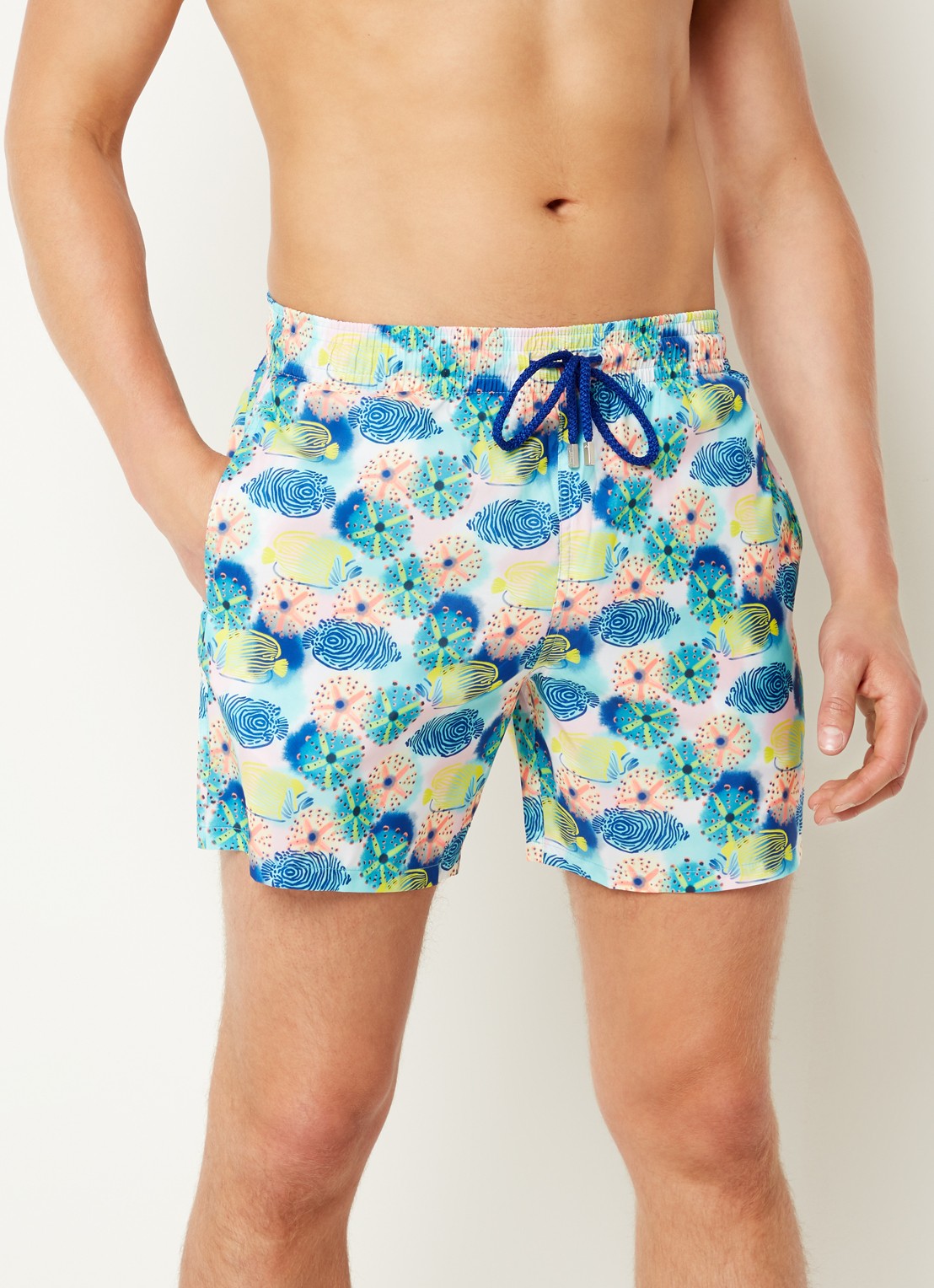 Vilebrequin Zwemshorts met steekzakken en print  - detail blauw