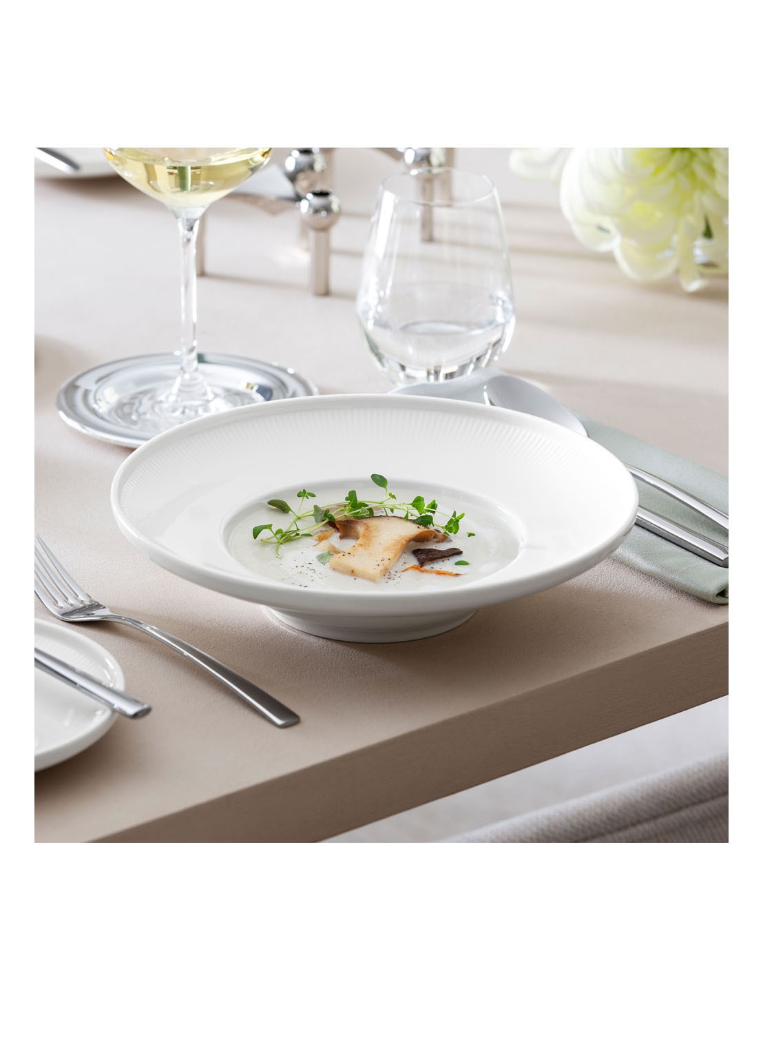 Villeroy & Boch Afina diep bord 25 cm - detail gebroken wit