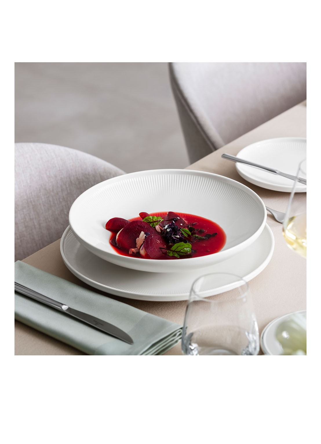 Villeroy & Boch Afina schaal 25 cm - detail gebroken wit