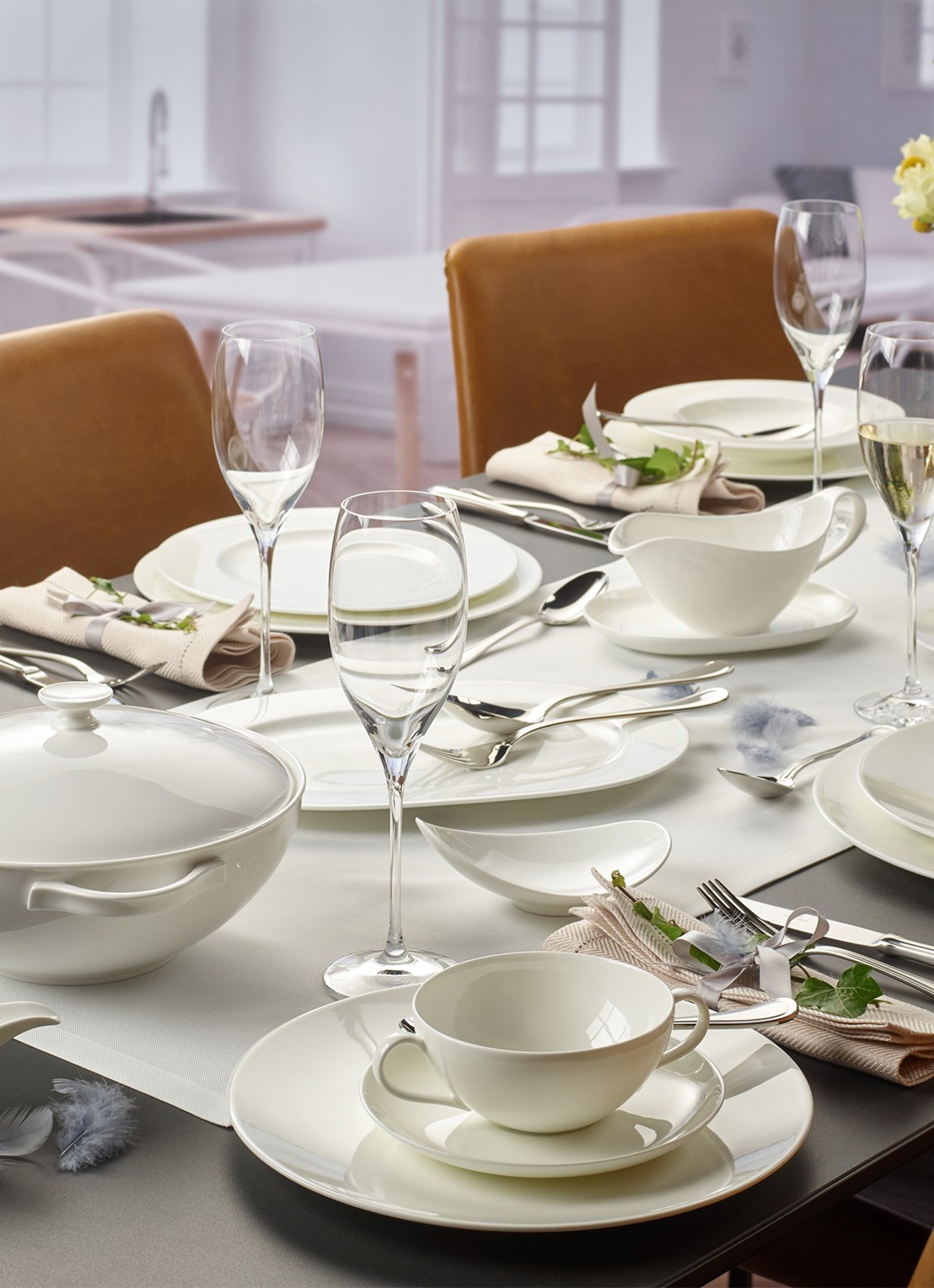 Villeroy & Boch Anmut diep bord 24 cm - detail 4 gebroken wit