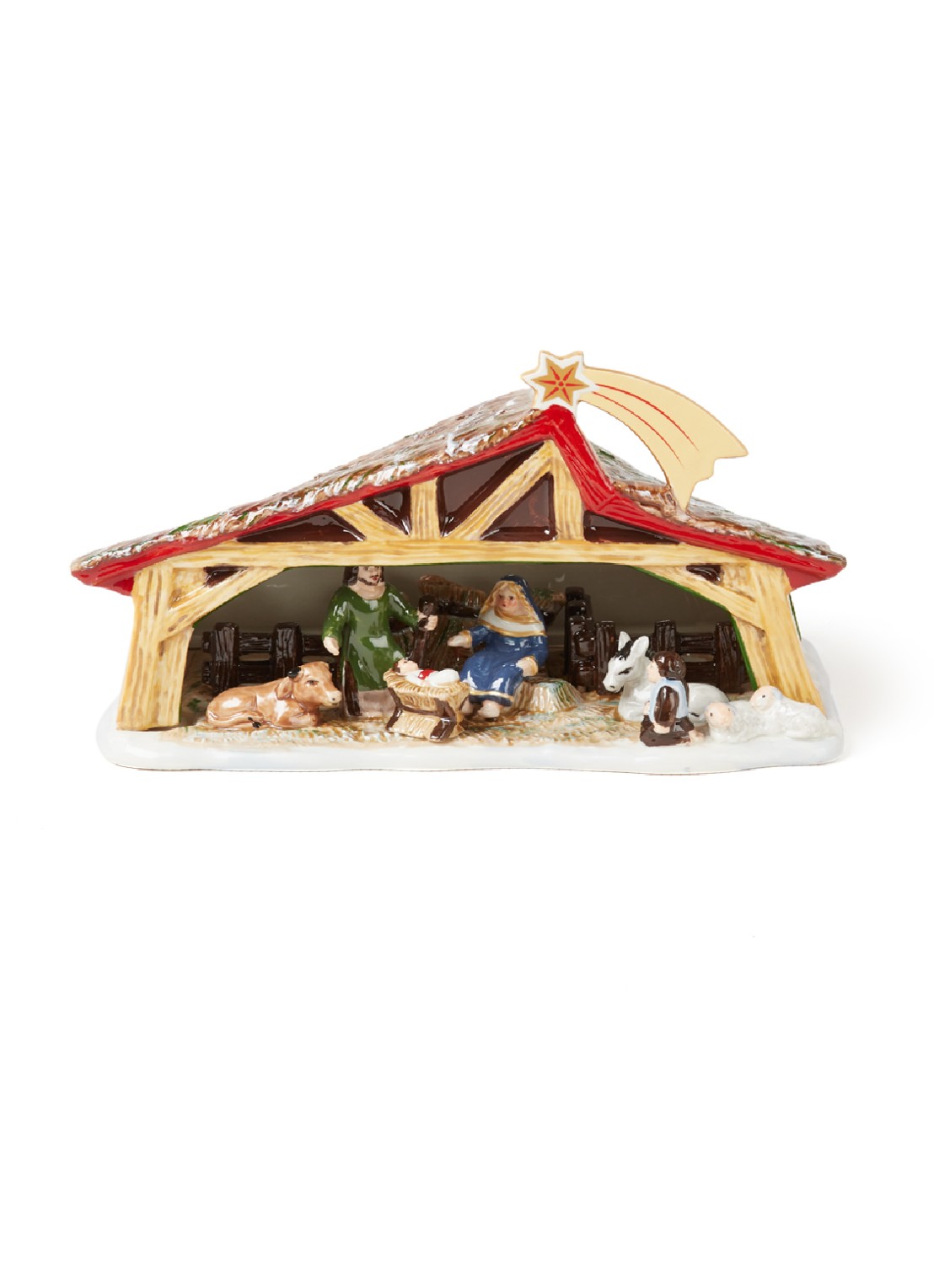 Villeroy & Boch Christmas Toy's kerststal waxinelichthouder 15 cm  - voorkant 2 bruin