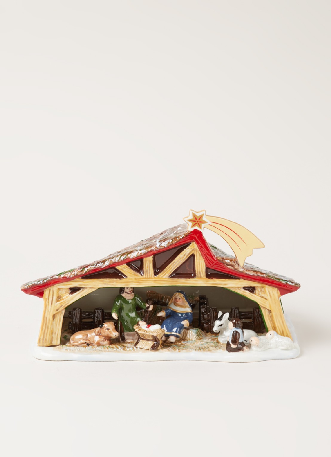Villeroy & Boch Christmas Toy's kerststal waxinelichthouder 15 cm  - voorkant 3 bruin