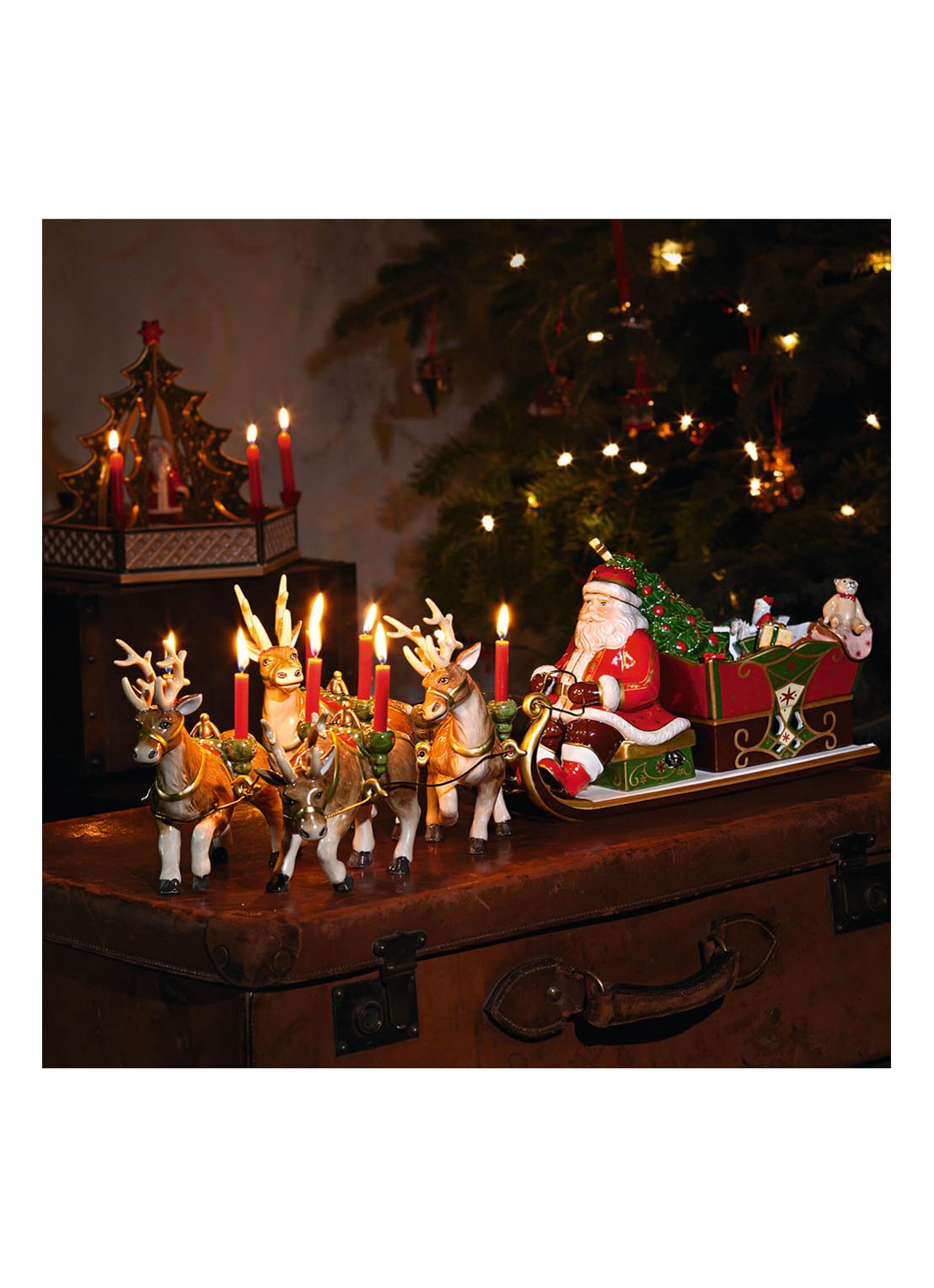 Villeroy & Boch Christmas Toy's Memory Kerst arreslee met speeldoos - detail 2 steenrood