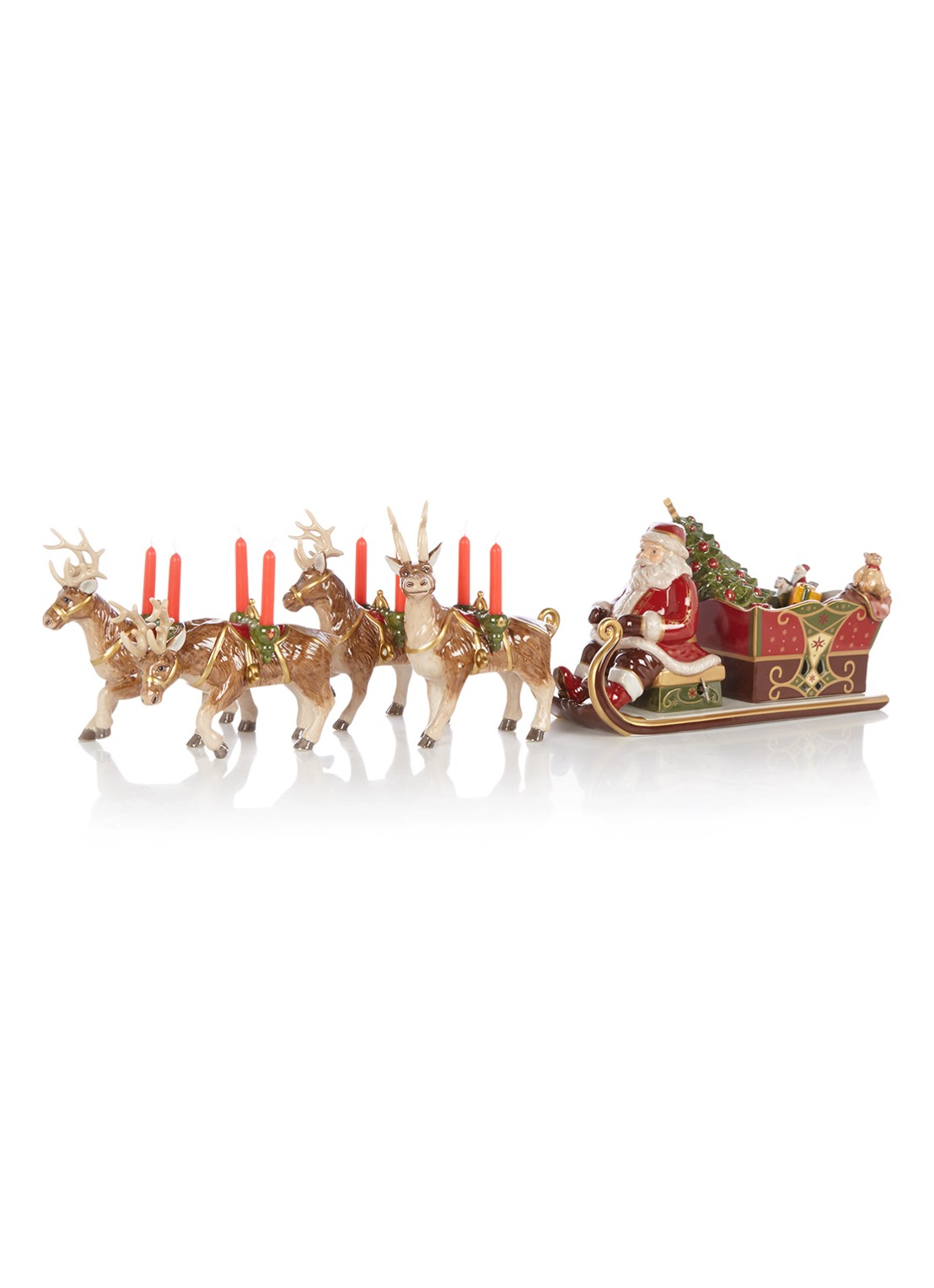 Villeroy & Boch Christmas Toy's Memory Kerst arreslee met speeldoos - voorkant 4 steenrood