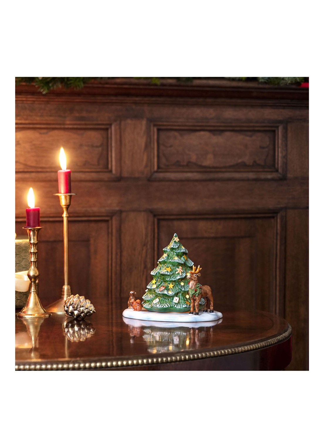 Villeroy & Boch Christmas Toys kerstboom met bosdieren waxinelichthouder 23 cm - detail 4 groen