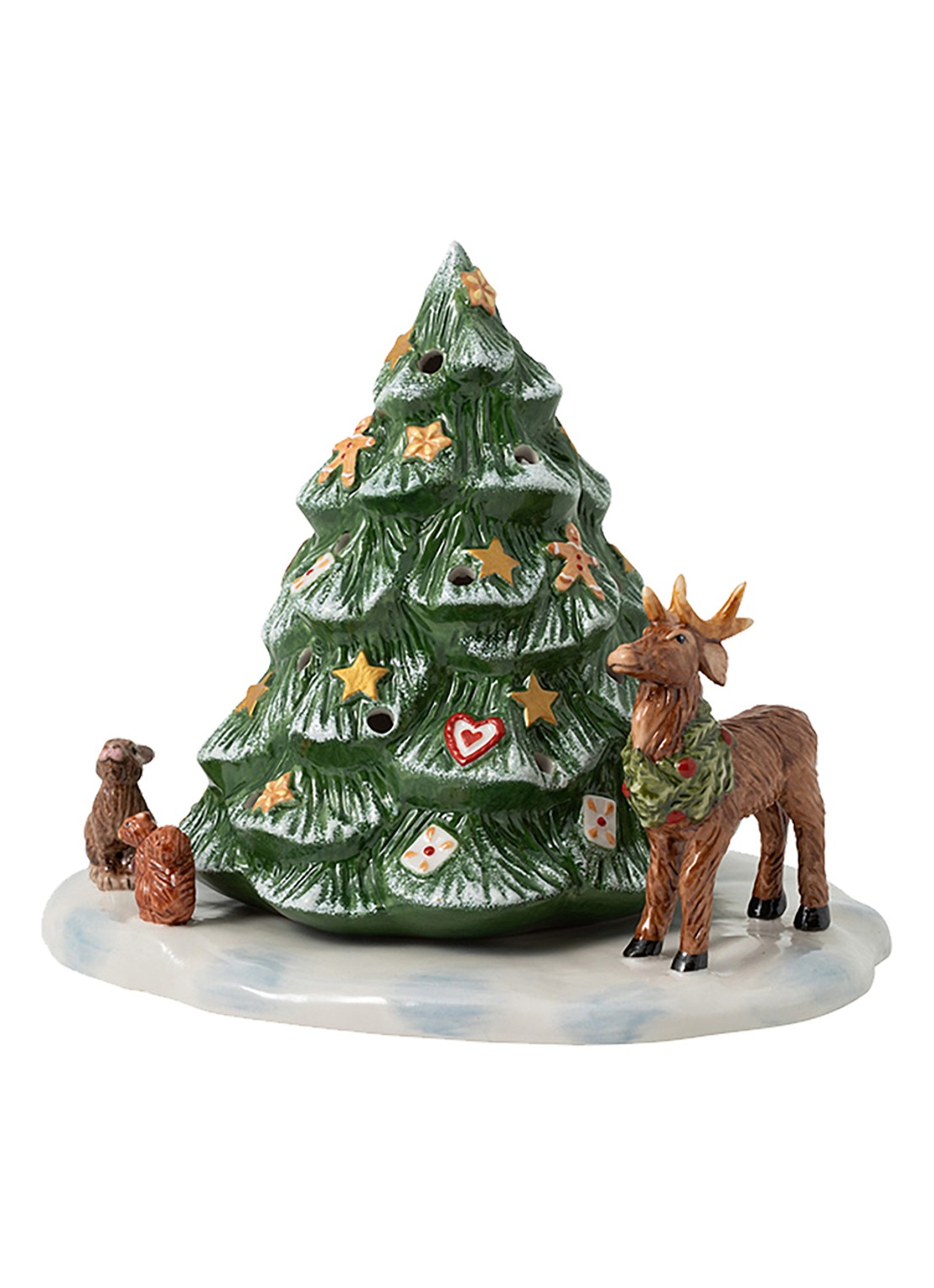 Villeroy & Boch Christmas Toys kerstboom met bosdieren waxinelichthouder 23 cm - voorkant groen